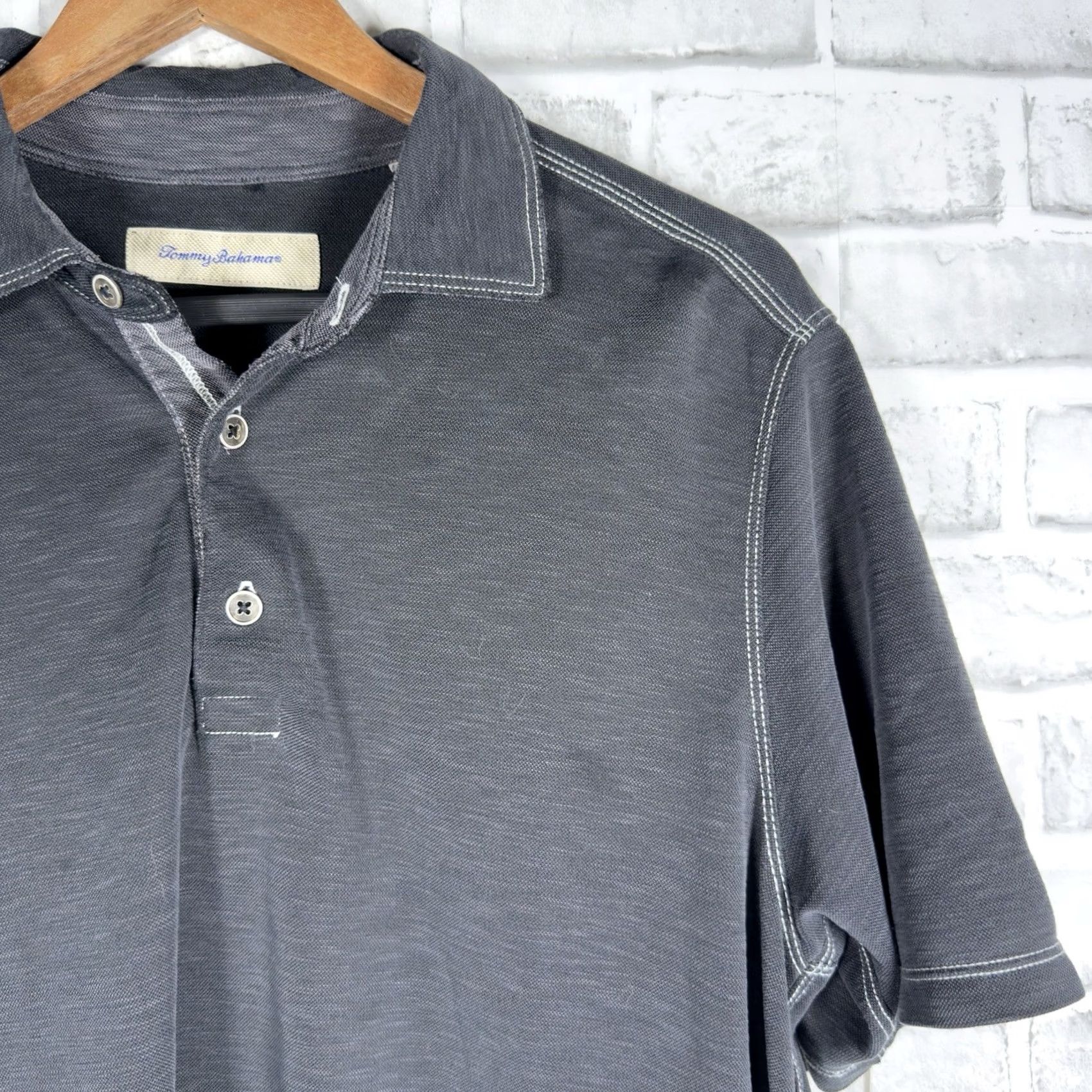 Tommy Bahama Tommy Bahama Polo Shirt Black Modal Blend Mens Size M Casual Polo Shirt Mens Black Modal Blend Size US M / EU 48-50 / 2 - 2 Thumbnail
