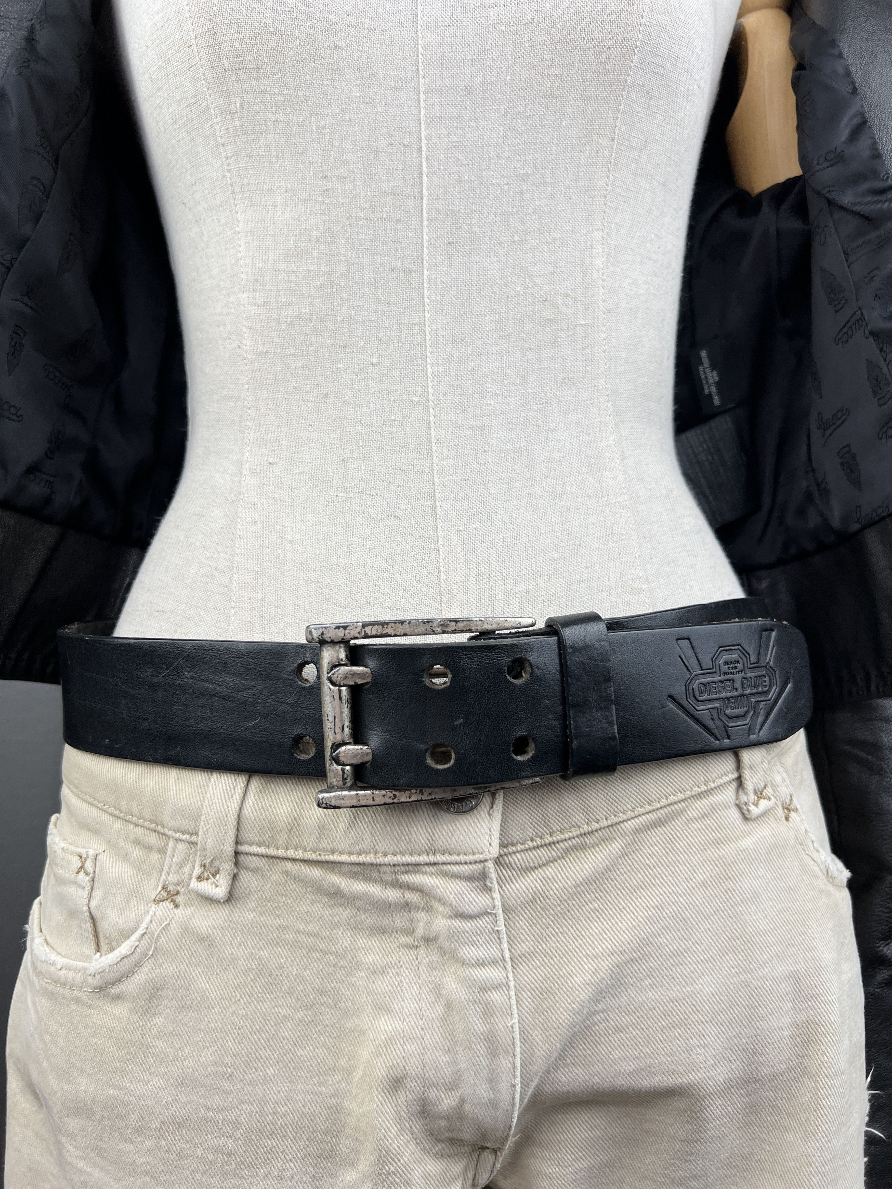 Diesel Vintage y2k Diesel Fork Buckle Cowboy Black Leather Belt Size ONE SIZE - 6 Thumbnail