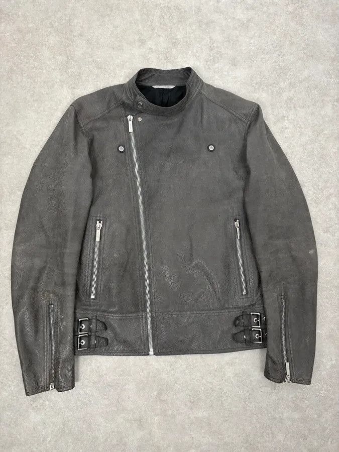 Dior 2010s Dior Grey Asymmetrical Leather Biker Jacket by Kris Van Assche Size US S / EU 44-46 / 1 - 5 Thumbnail