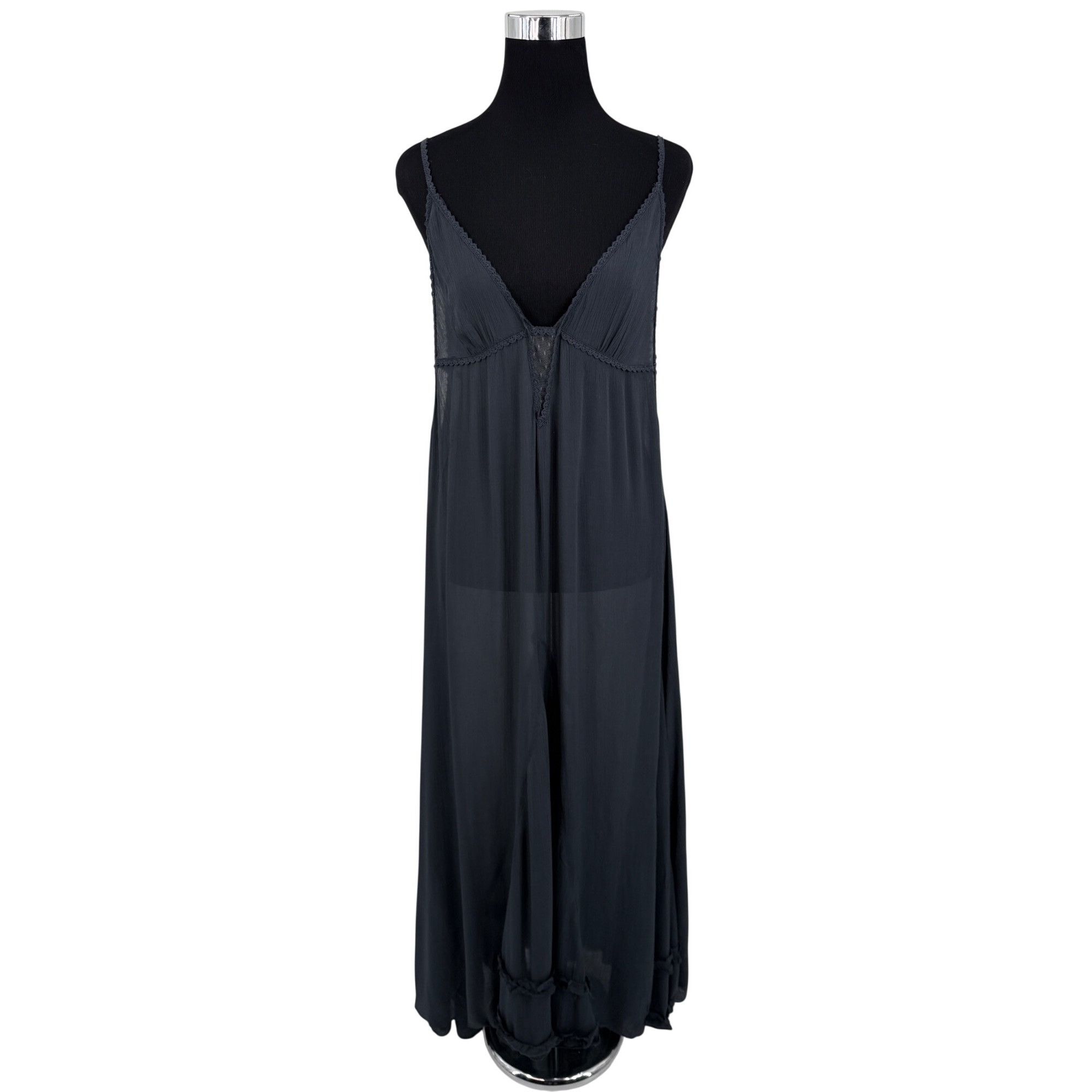 Free People RARE Vtg NWT Free People Gray Lace Crochet Maxi Slip Dress | Size M / US 6-8 / IT 42-44 - 24 Thumbnail