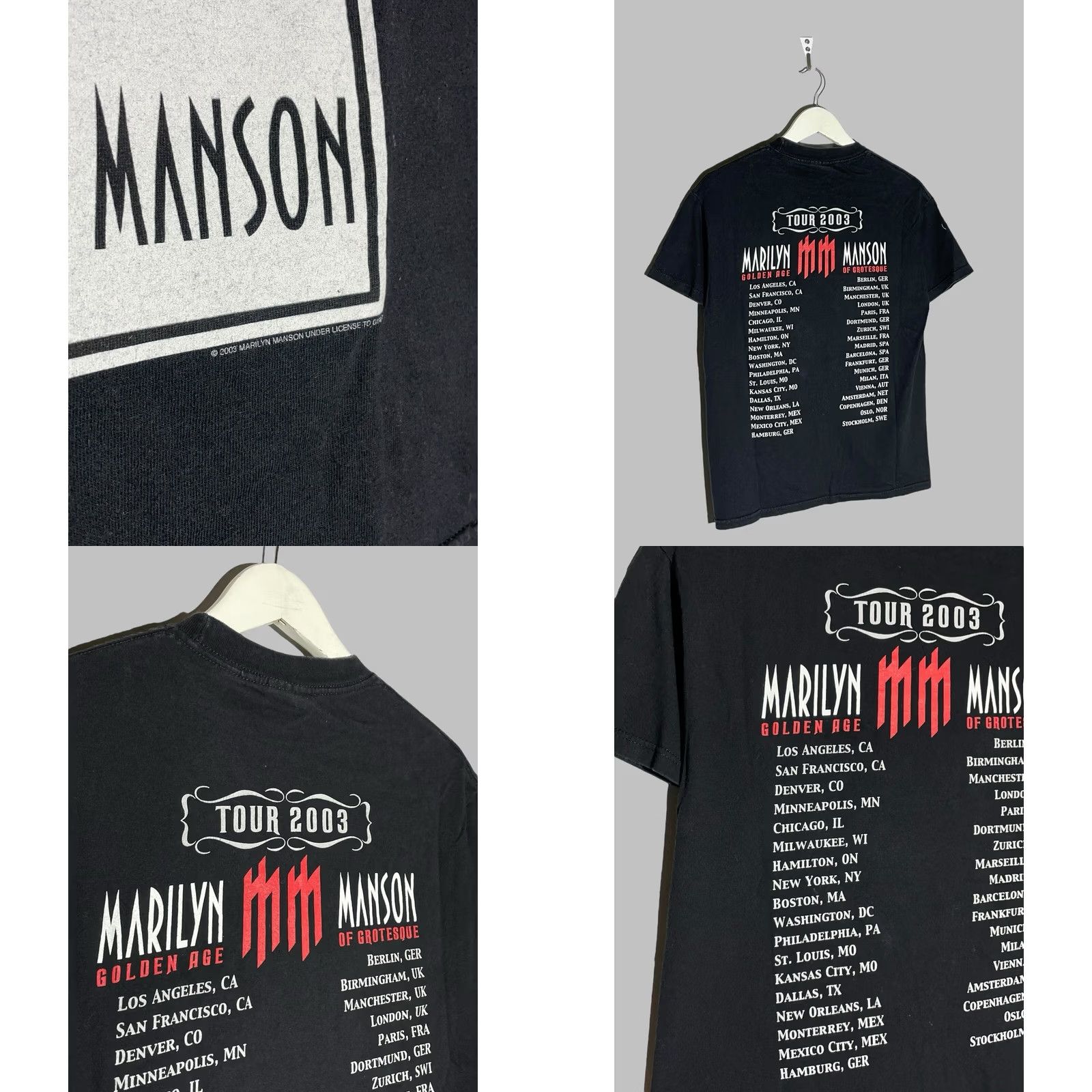 Vintage VINTAGE Marilyn Manson Golden Age Of Grotesque 2003 World Tour T-Shirt Black Adult Medium Mens Size US M / EU 48-50 / 2 - 8 Thumbnail