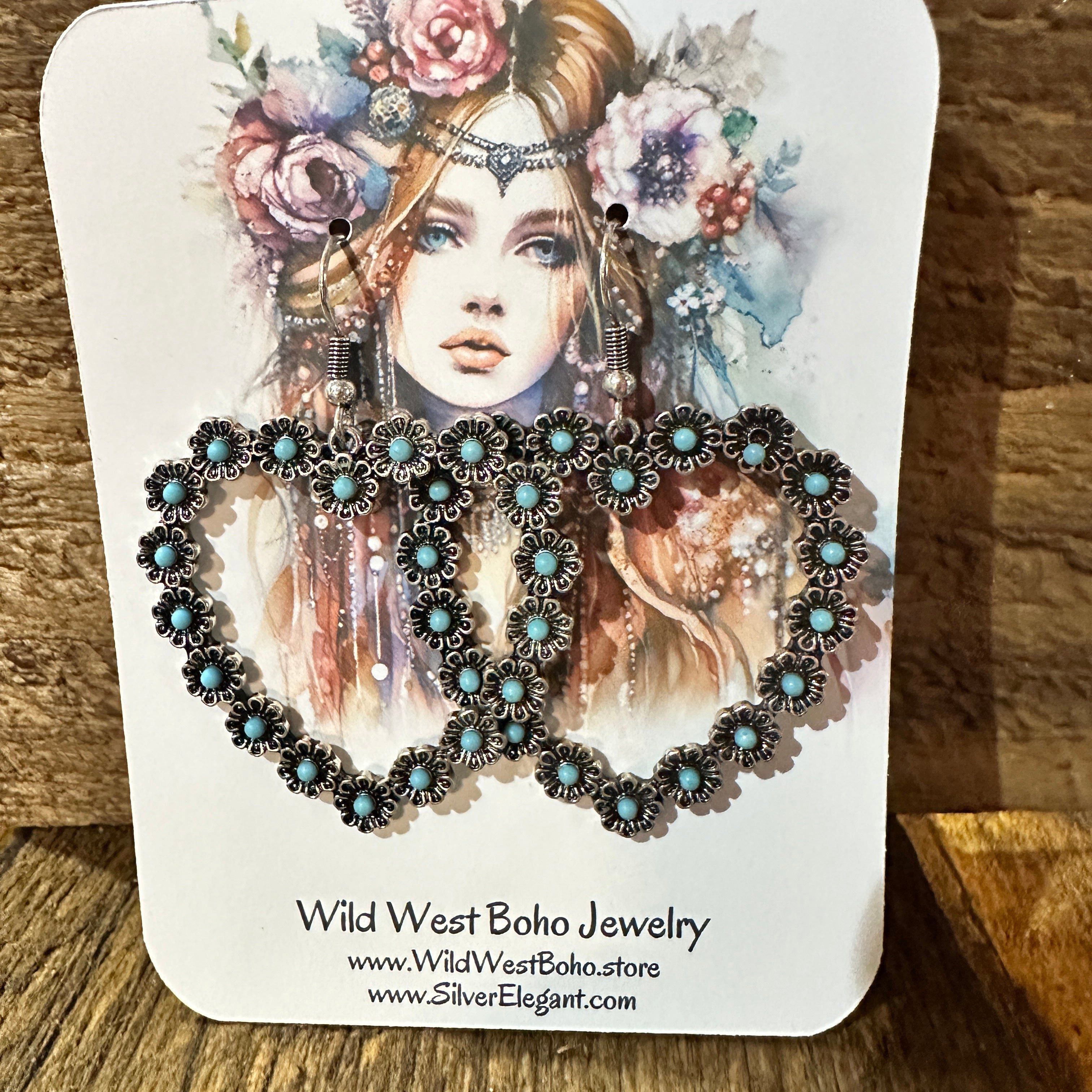 Other Vibrant Turquoise Heart Earrings with Bohemian Floral Design Size ONE SIZE - 7 Thumbnail