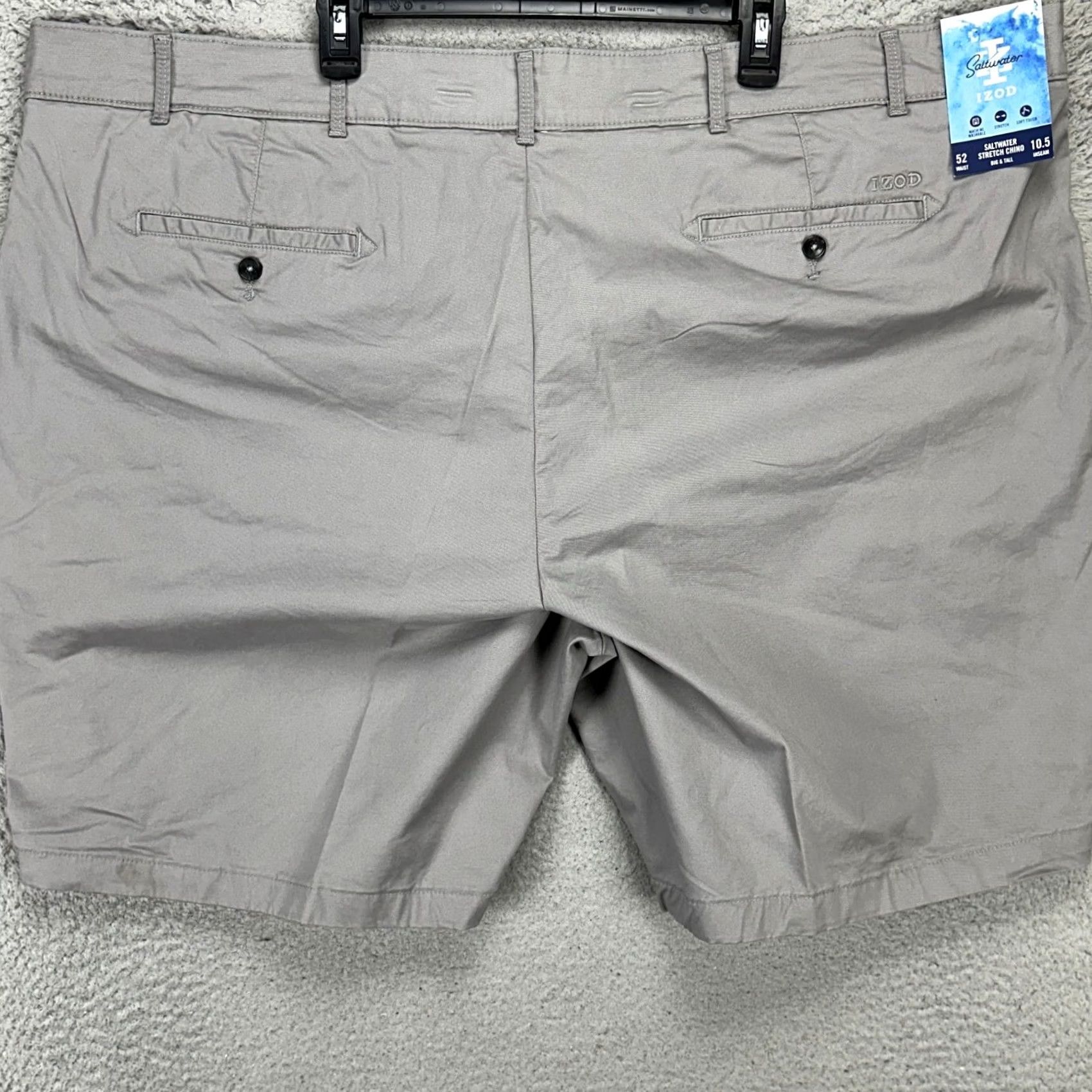 Izod VINTAGE Izod Saltwater Mens Chino Golf Shorts 52X10.5 Big Tall Gray Stretch Casual NEW Size US 36 / EU 52 - 2 Thumbnail