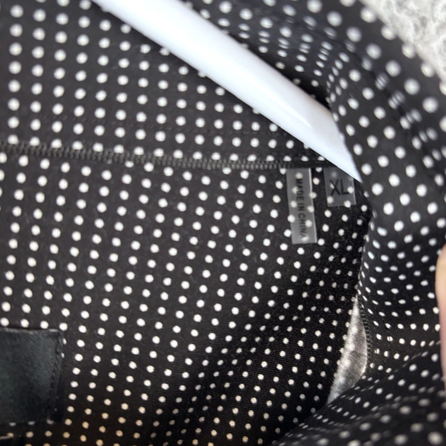 BUGATCHI BUGATCHI Dress Shirt Men XL Black White Polka Dot 8 Way Stretch Button-Up Casual Long Sleeve Collared Spread Size 46R - 4 Thumbnail