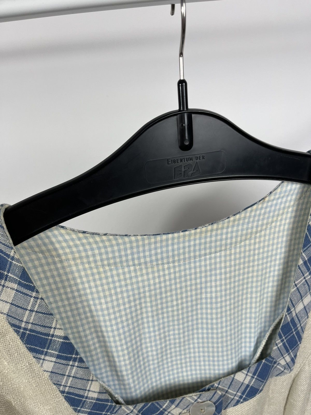 Other Vintage Dirndl Style Dress Blue Plaid Linen Folk Maxi Dress Size M / US 6-8 / IT 42-44 - 7 Thumbnail