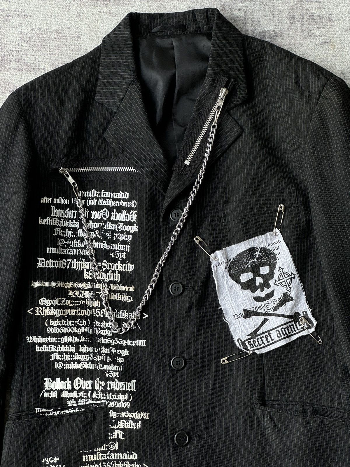 Japanese Brand Secret Agent Punk Chains Pins Riot Poem Blazer Jacket Size US M / EU 48-50 / 2 - 4 Thumbnail