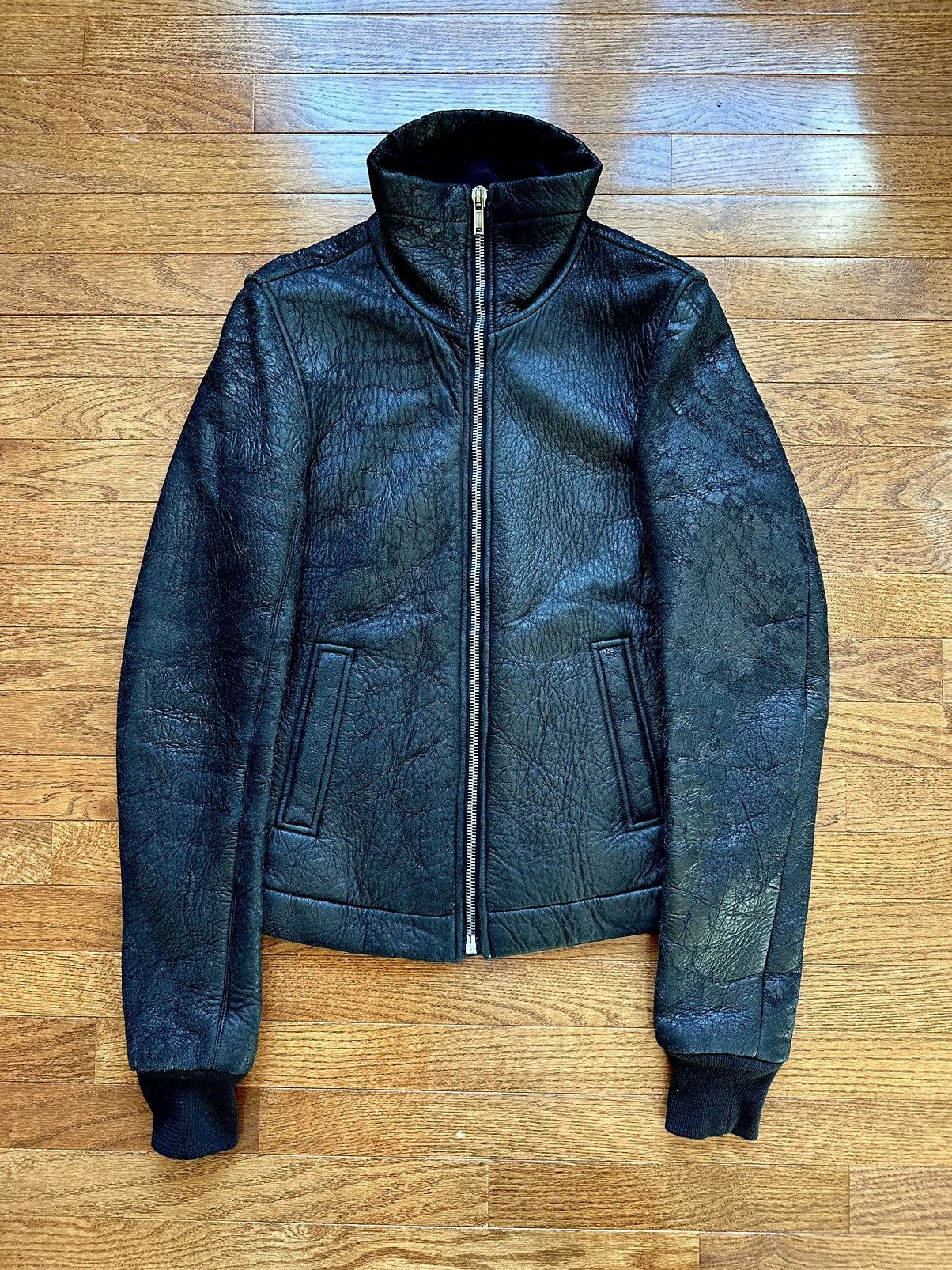 image of Rick Owens Fw08 Stag Neoblister Intarsia Leather Jacket in Black, Men's (Size Small)