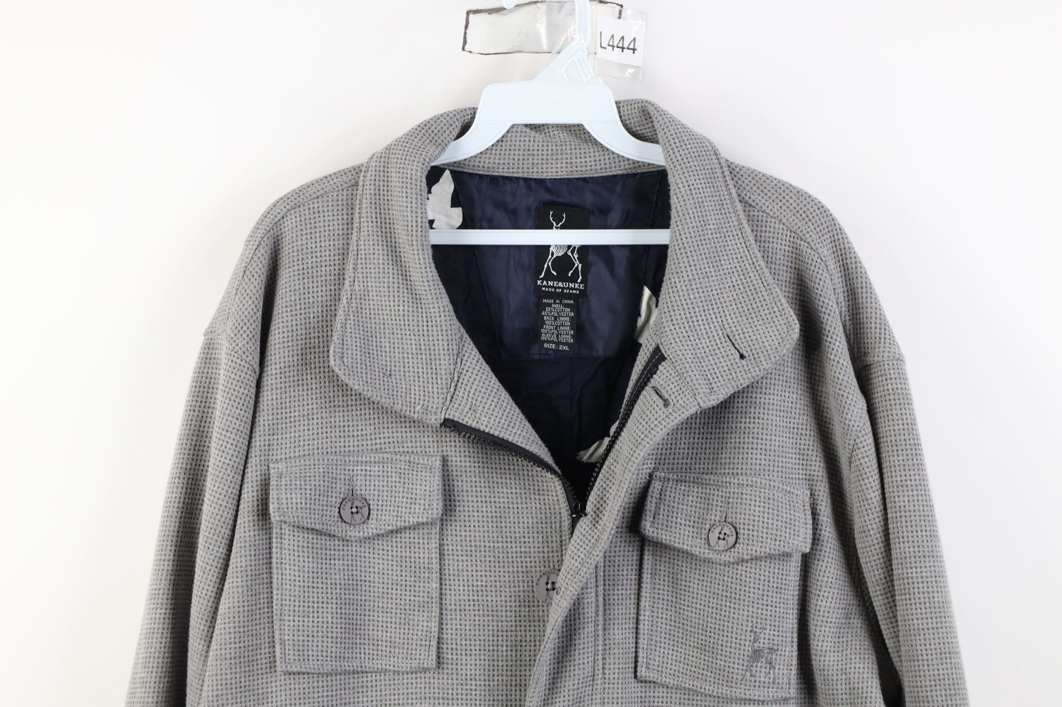 Vintage Y2K Streetwear Knit Military Style Full Zip Jacket Gray Size US XXL / EU 58 / 5 - 2 Thumbnail