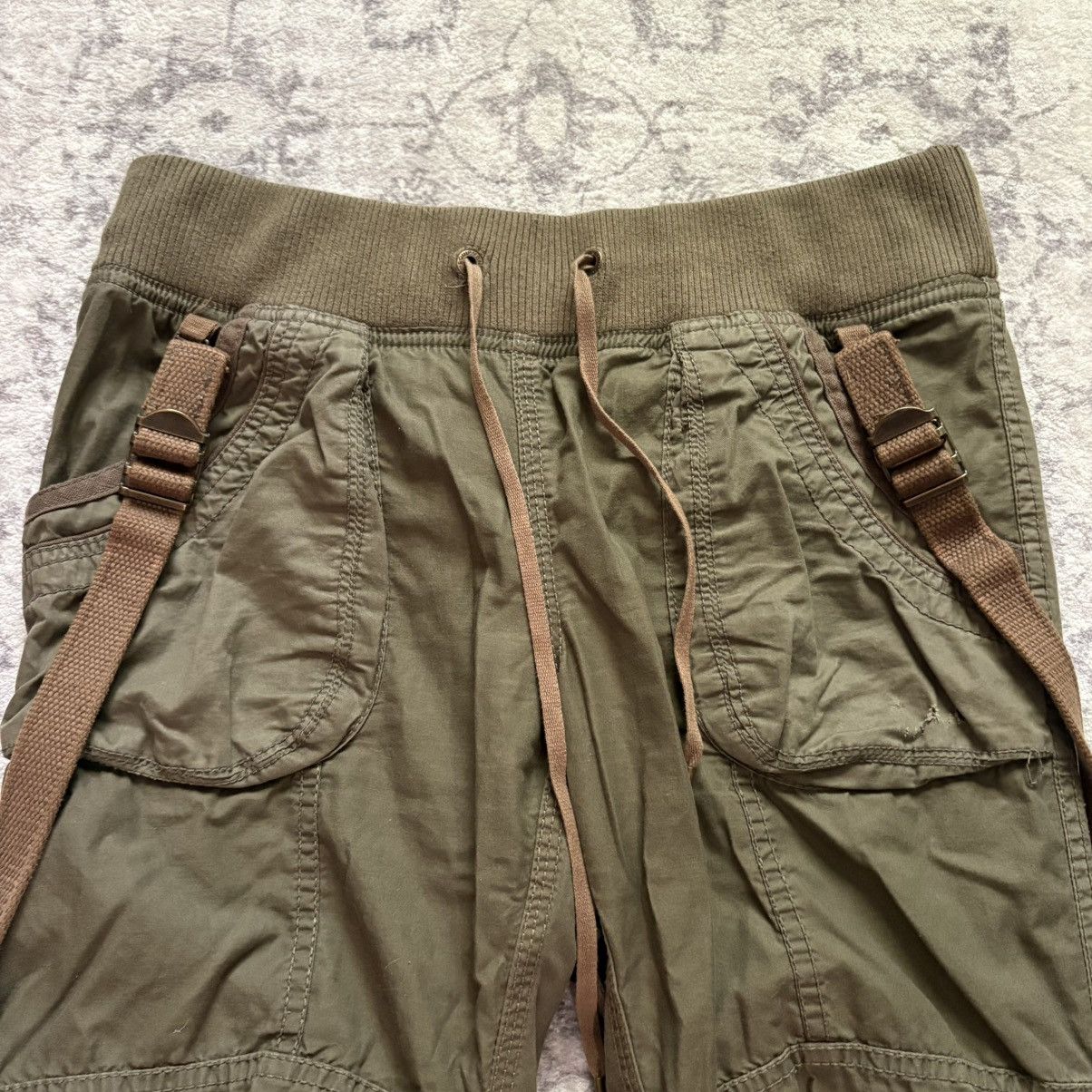 GOA Suspender Parachute Flared Cargo Pants Green F