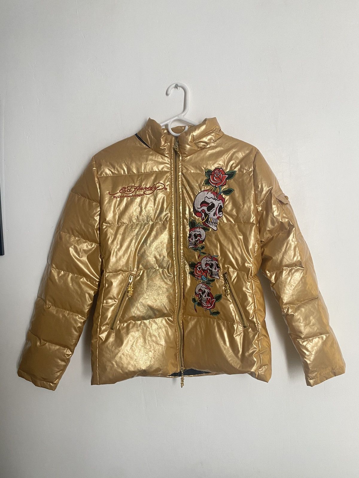 Ed Hardy Ed hardy by Christian Audigier Puffer Jacket Golden 00’s y2k Size US M / EU 48-50 / 2 - 1 Thumbnail