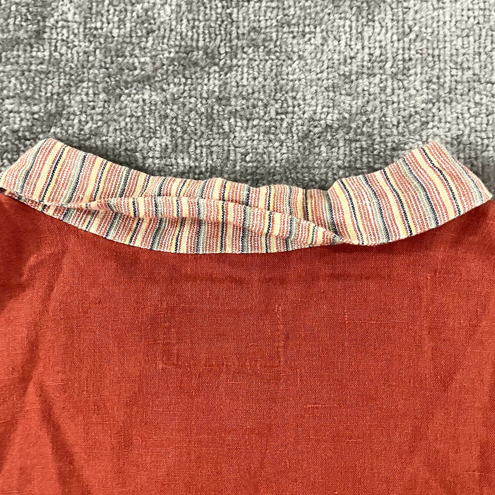 FLAX FLAX Shirt Womens Medium Orange Striped 100% Linen Tunic Top Lagenlook Button Up Size M / US 6-8 / IT 42-44 - 7 Thumbnail