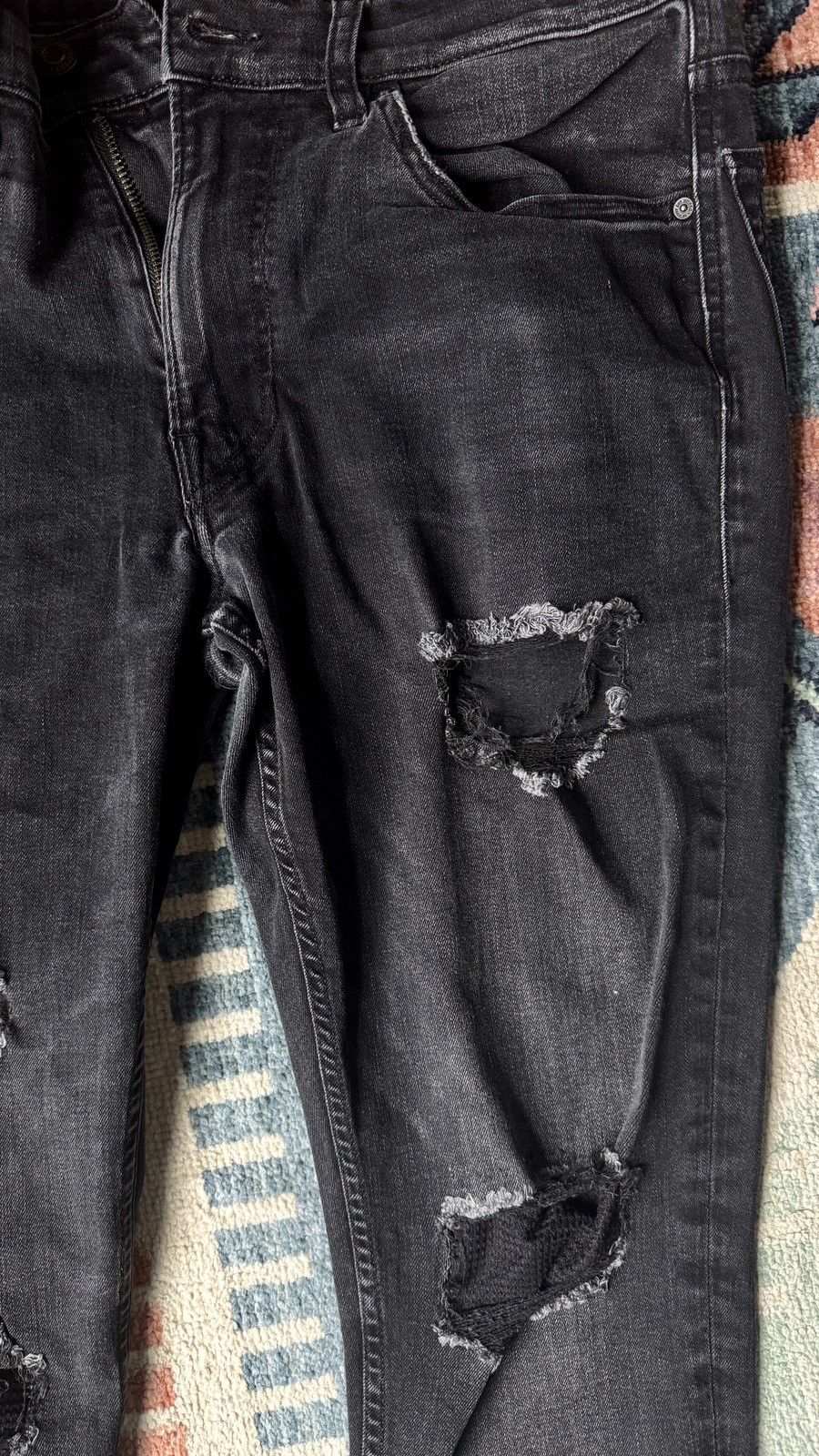 Hudson Ripped Zack Skinny Jeans (Black) Size US 31 - 2 Thumbnail