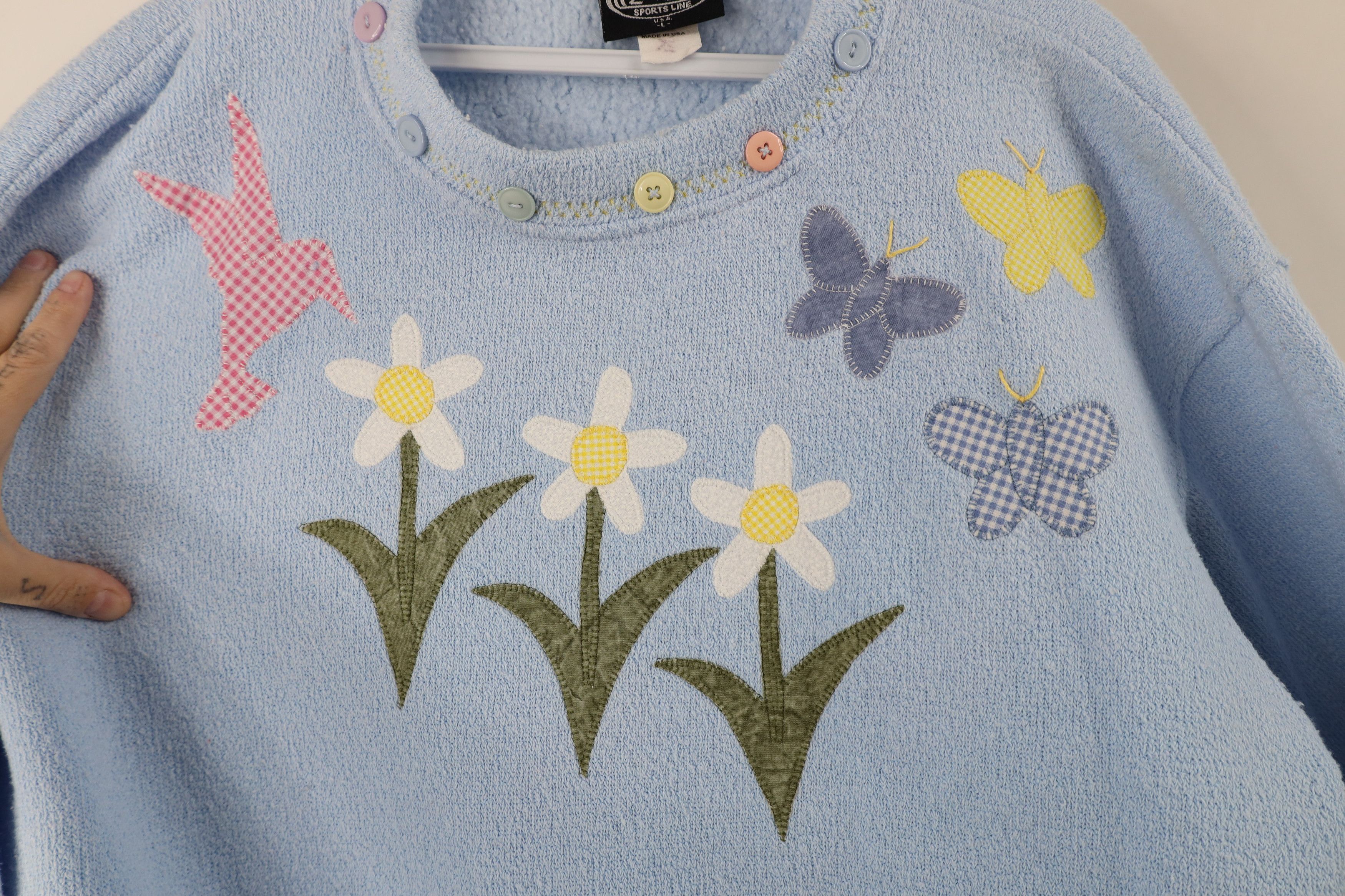 Vintage Vintage 90s Streetwear Butterfly Terry Cloth Sweatshirt USA Size L / US 10 / IT 46 - 4 Thumbnail
