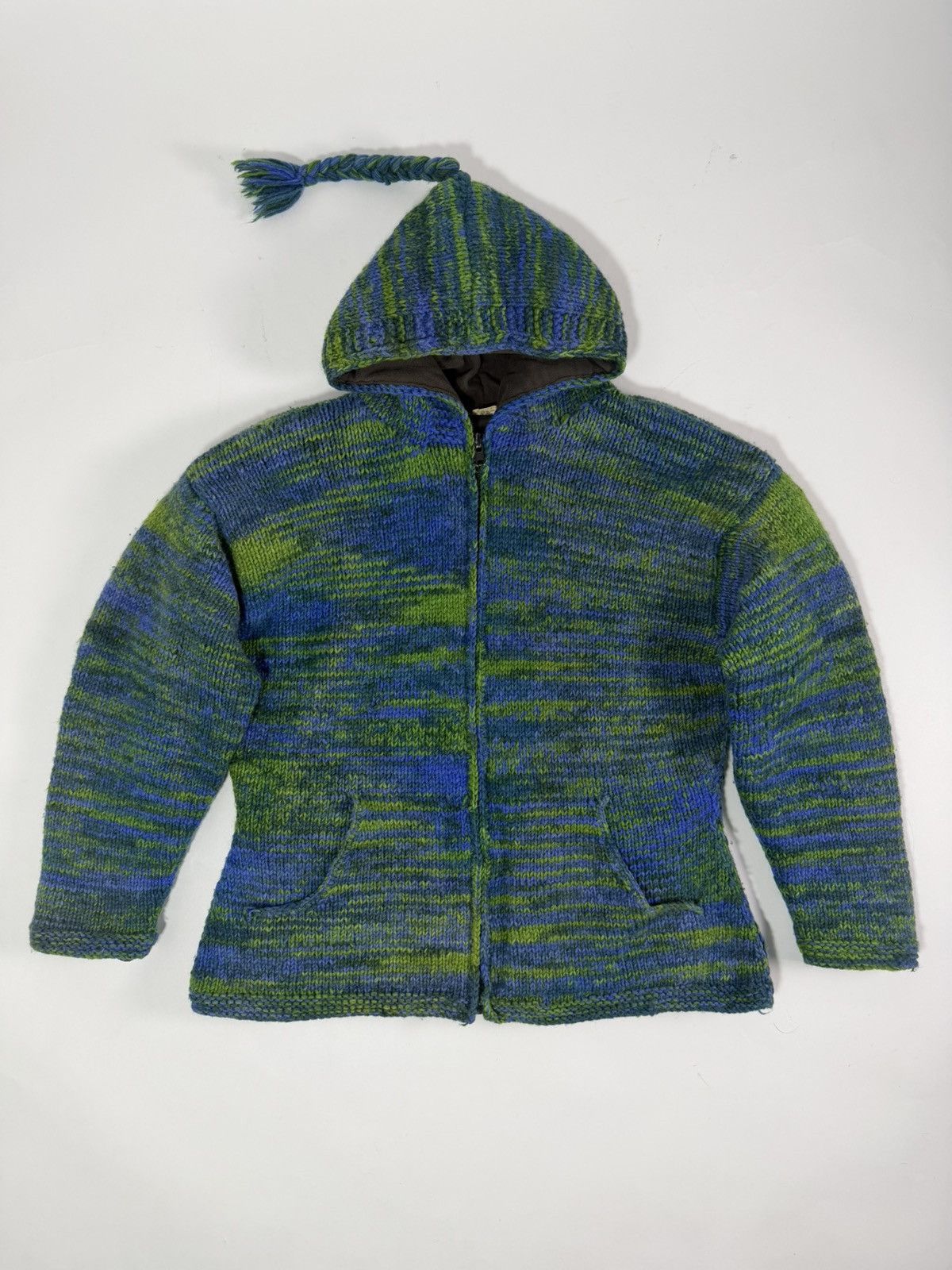 Vintage Nepalese Wool Knit Tassle Zip-Up Hoodie Size US M / EU 48-50 / 2 - 1 Thumbnail