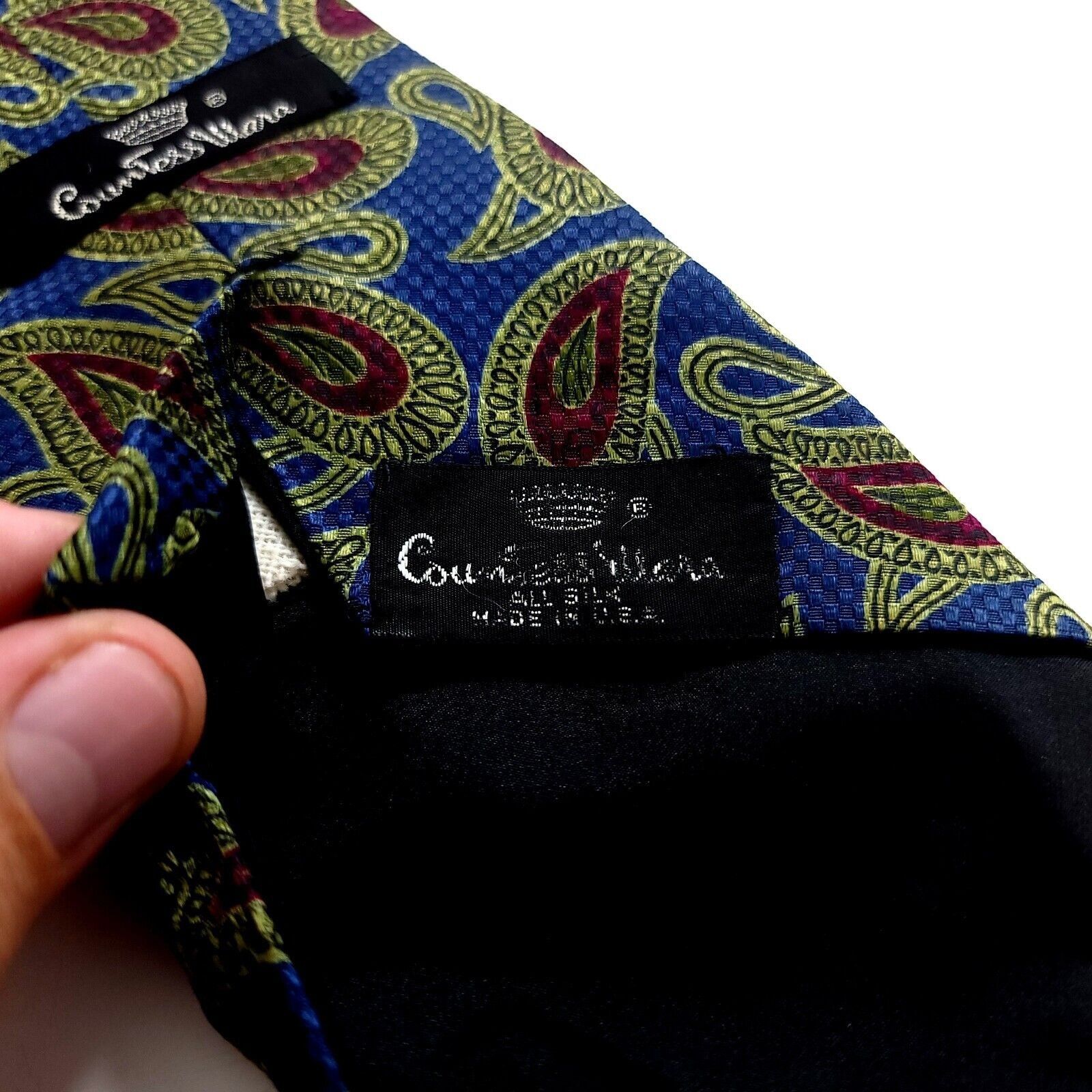Countess Mara Countess Mara Blue Red Green Paisley Woven Silk Tie Size ONE SIZE - 4 Thumbnail
