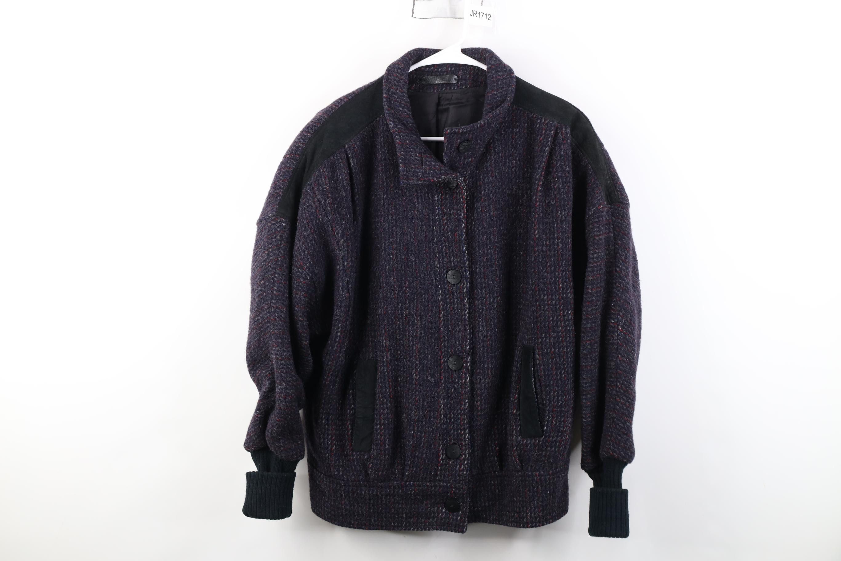 Vintage Vintage 80s 90s Streetwear Trim Wool Tweed Bomber Jacket USA Size L / US 10 / IT 46 - 1 Thumbnail
