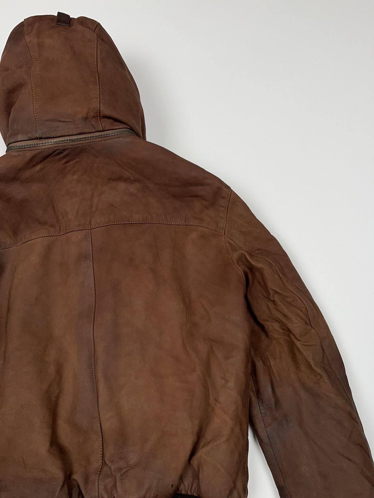 Pal Zileri Pal Zileri Lab Leather Hooded Bomber Jacket Aviator Fly Size US M / EU 48-50 / 2 - 23 Thumbnail