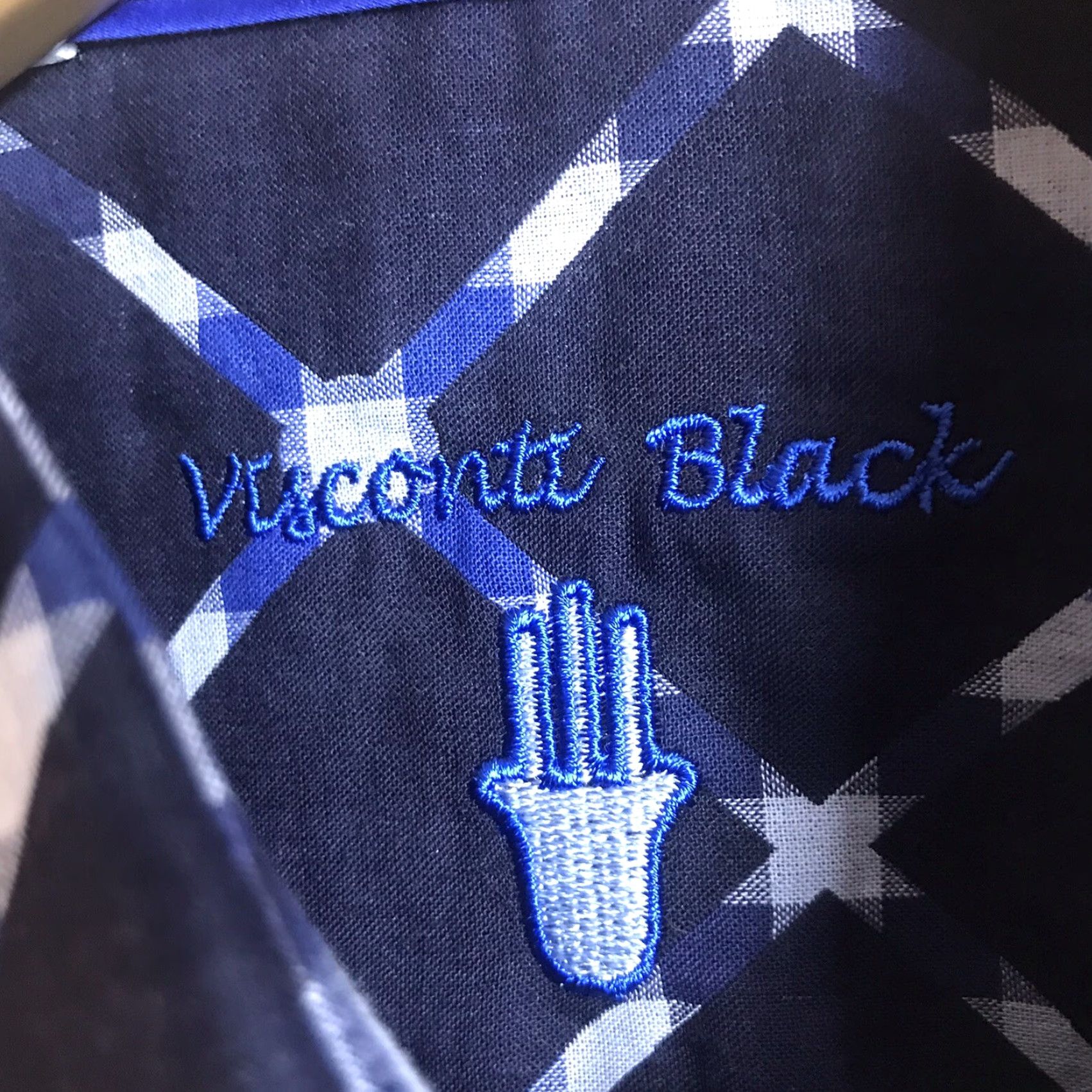 Luchiano Visconti VISCONTI BLACK Shirt Mens Medium Navy Blue Diamond Print Cotton #39105 Size US M / EU 48-50 / 2 - 2 Thumbnail