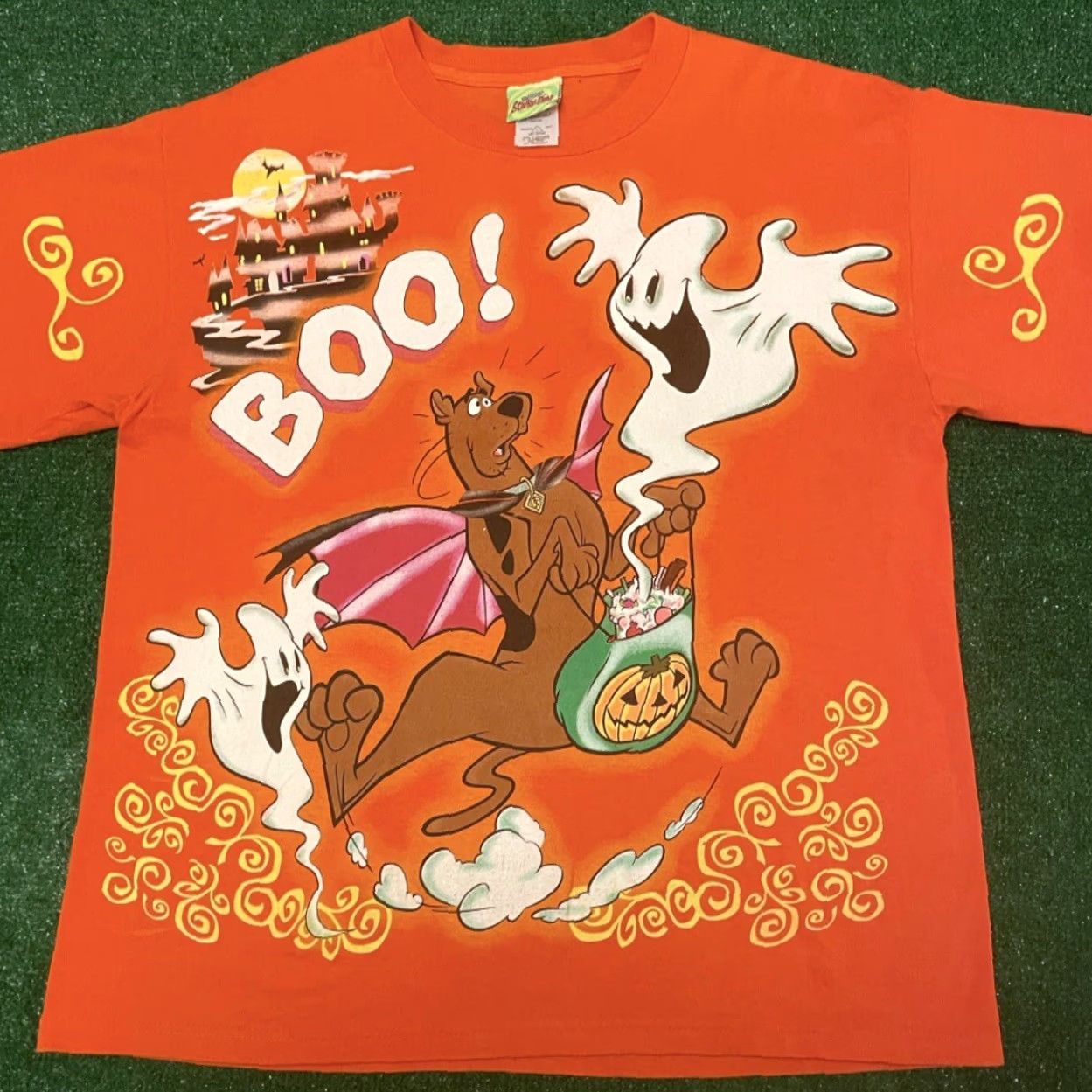 Vintage VINTAGE Scooby Doo Cartoon Network Halloween All Over Print Shirt Mens L Orange 90s Halloween Cartoon Hip Hop Scooby-Doo Mens/Adult Size US L / EU 52-54 / 3 - 4 Thumbnail