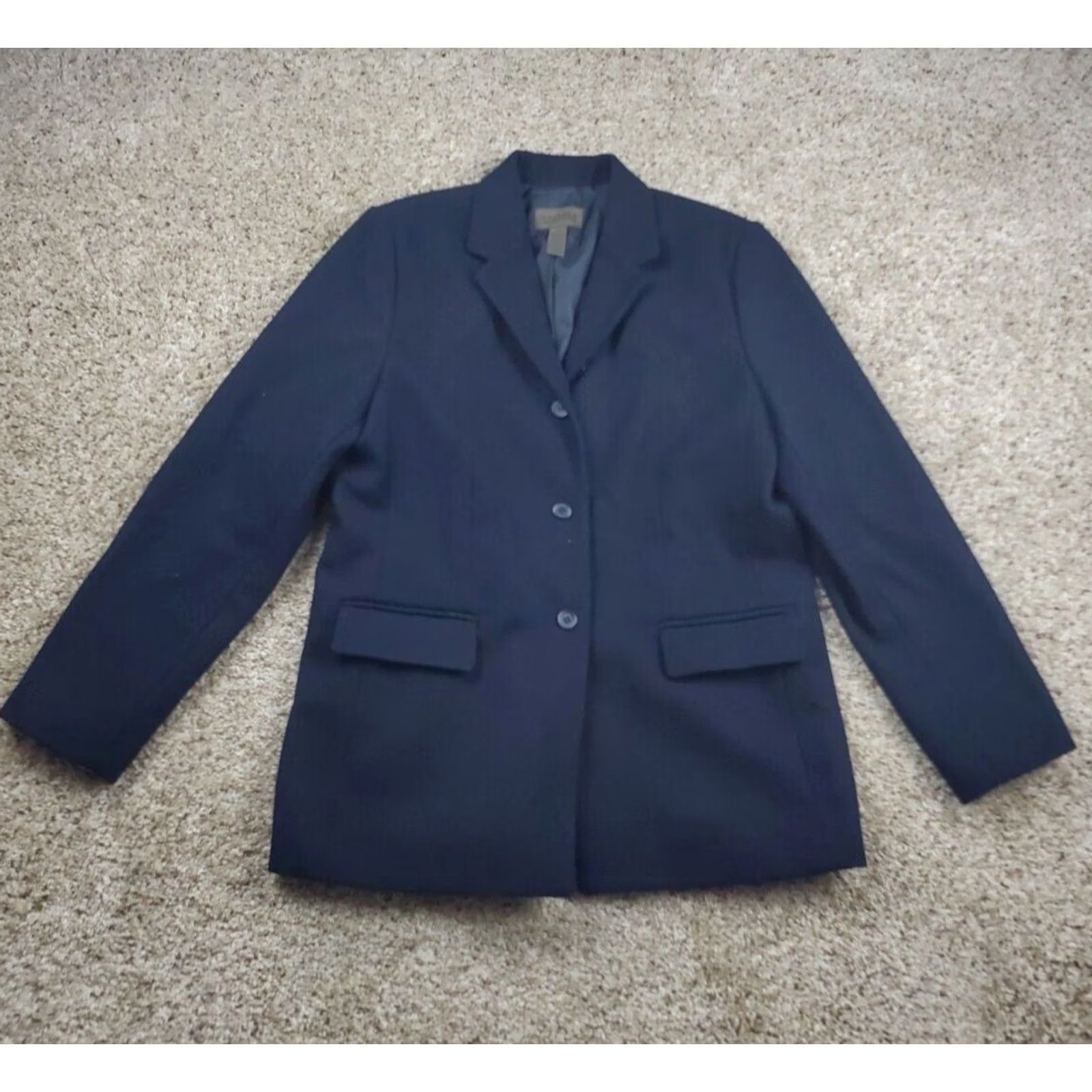 Vintage VINTAGE John Paul Richard Blazer Jacket Womens 10 Blue Wool Blend Pockets Button Classic Formal Business Size L / US 10 / IT 46 - 3 Thumbnail