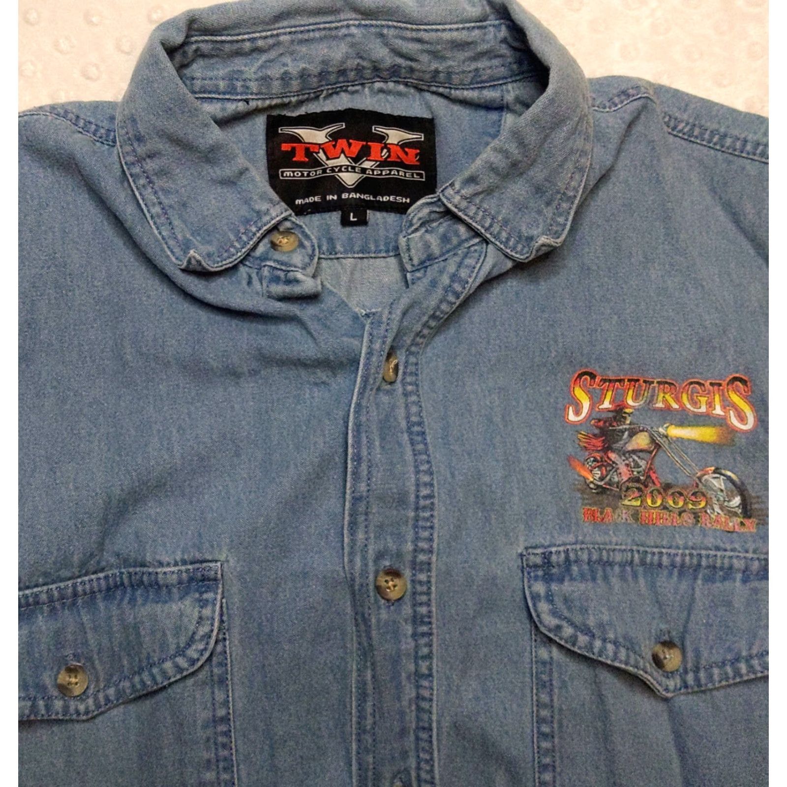 Denime VINTAGE Bikers Edge Sturgis 69th Annual Denim Vest Shirt (Bike/Travel) Large Blue Mens Vintage Size US L / EU 52-54 / 3 - 4 Thumbnail