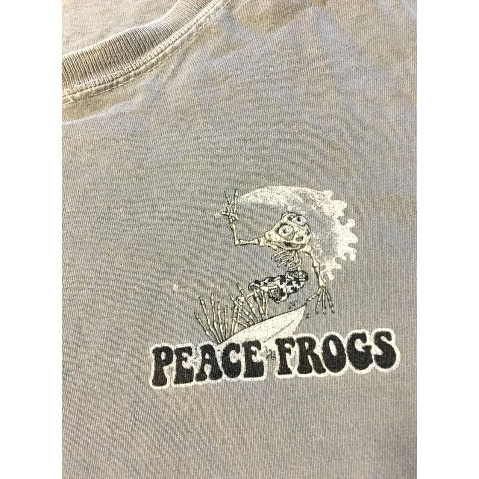 Vintage VINTAGE Peace Frogs Shirt XL Gray Distress Surf Grunge 90s Funny T-Shirt Mens XL Surf & Skate Graphic Tee Size US XL / EU 56 / 4 - 4 Thumbnail