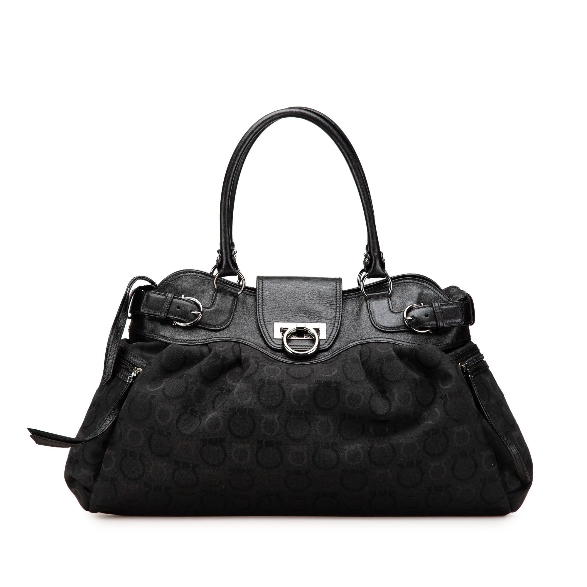 Salvatore Ferragamo Ferragamo Canvas Gancini Marisa Handbag Black Size ONE SIZE - 1 Thumbnail