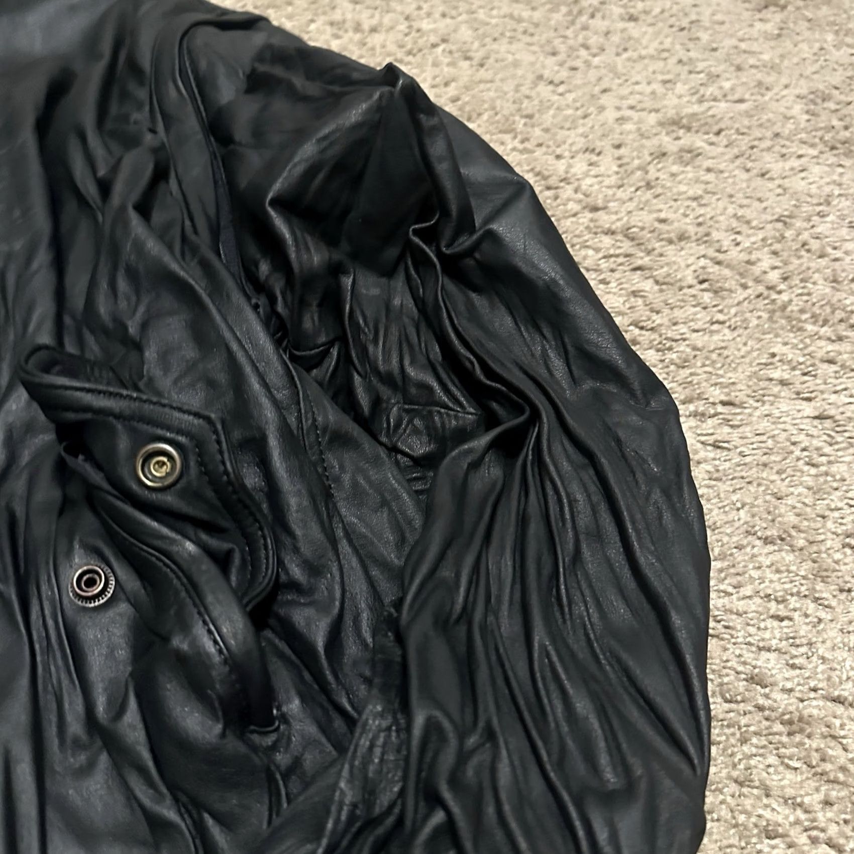 Hard Rock Cafe VINTAGE Hard Rock Leather Bomber Jacket Mens XL Black 90s Embroidered Logo Size US XL / EU 56 / 4 - 2 Thumbnail