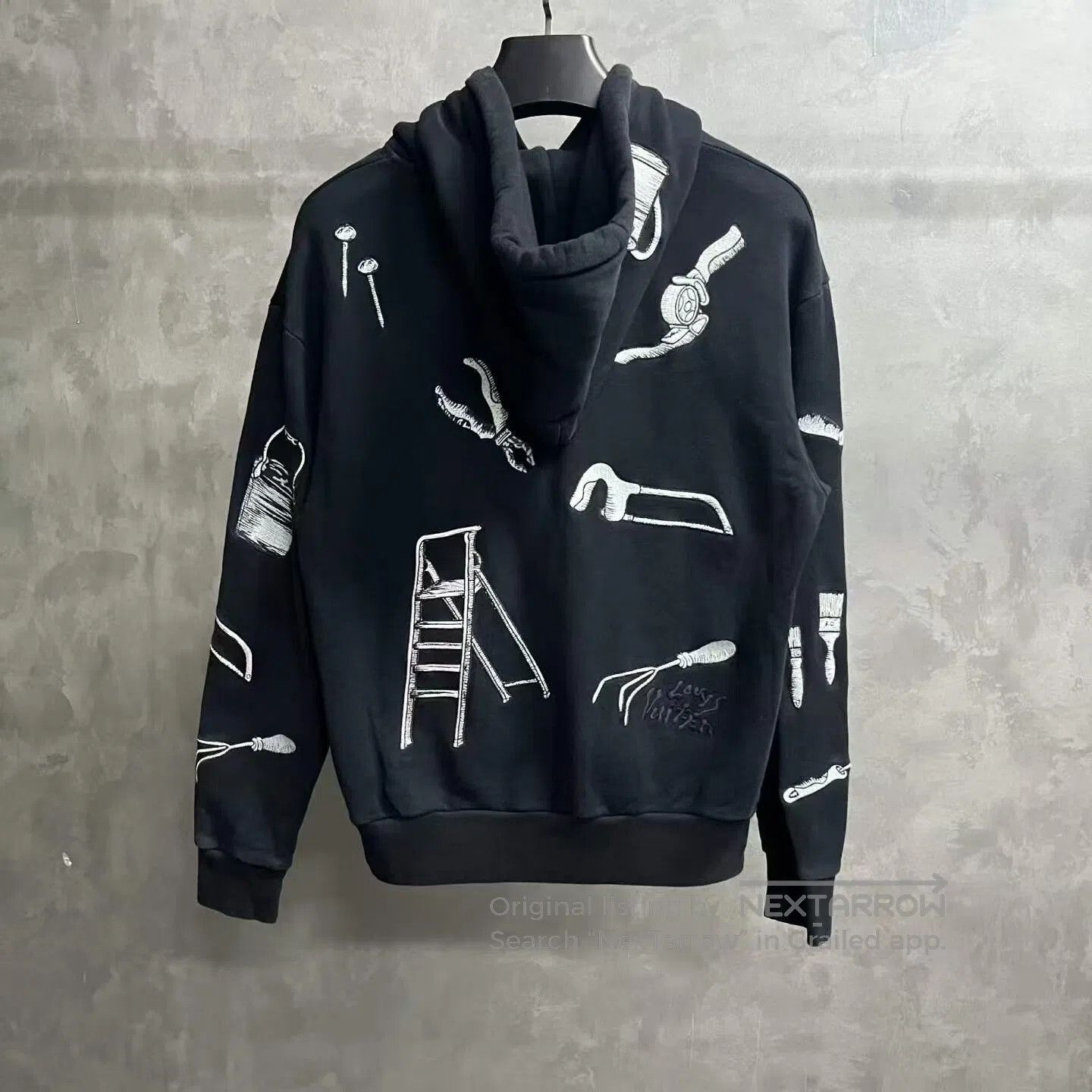 Louis Vuitton Louis Vuitton Black tool-pattern embroidered hooded hoodie Size US S / EU 44-46 / 1 - 6 Thumbnail