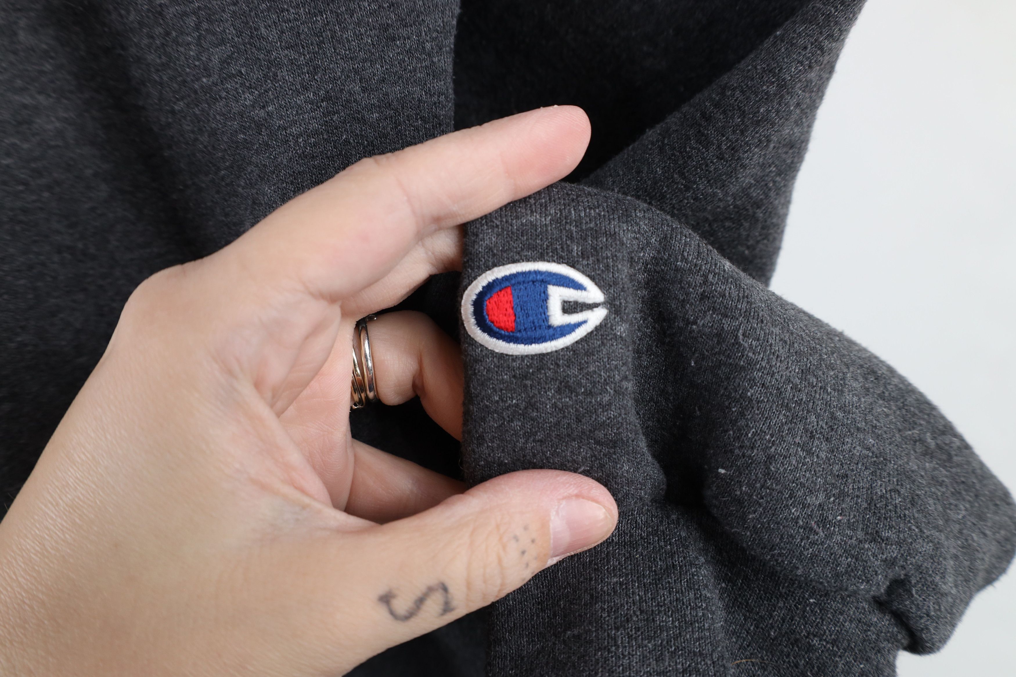 Champion × Vintage Vintage Champion Spell Out Boxing Hoodie Sweatshirt Gray Size US L / EU 52-54 / 3 - 4 Thumbnail
