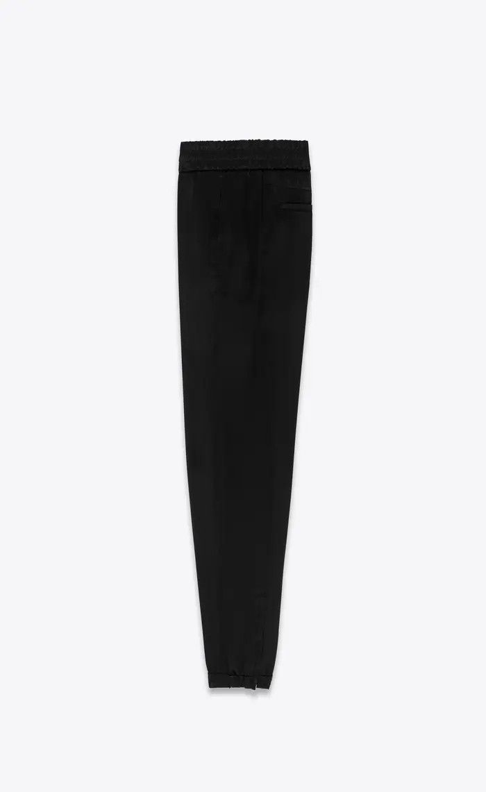 Saint Laurent Paris o1bcso1str1124 Slim Fit Sweatpants In Crepe Satin in Black Size US 34 / EU 50 - 2 Thumbnail