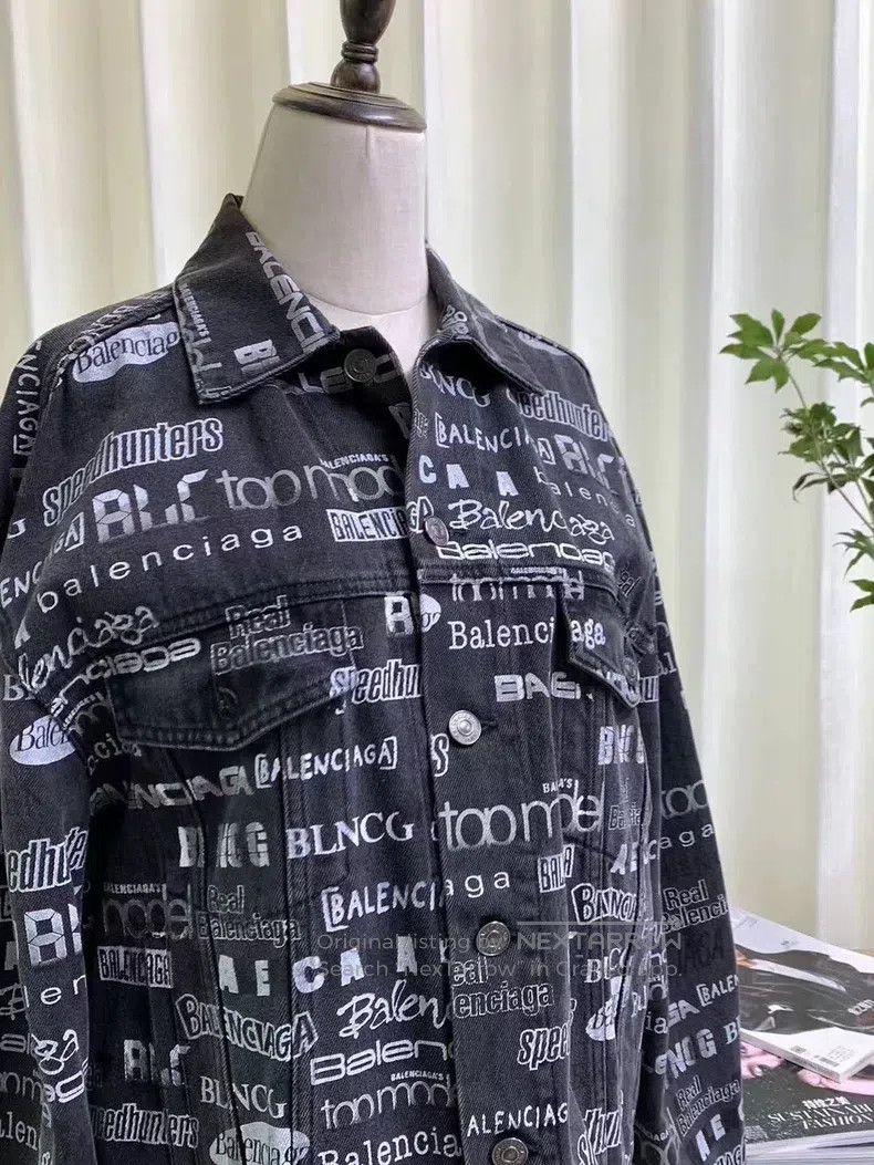 Balenciaga Balenciaga Distressed Logo Denim Jacket Size US S / EU 44-46 / 1 - 2 Thumbnail