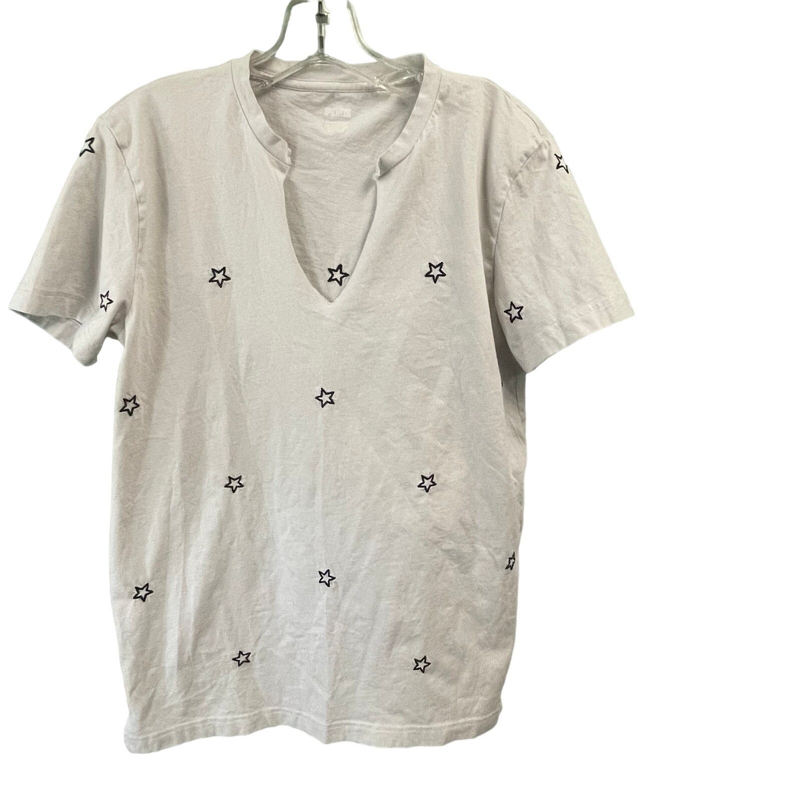 Pink PINK Gray VNeck Tee Size Small Embroidered Stars Casual Size S / US 4 / IT 40 - 1 Thumbnail