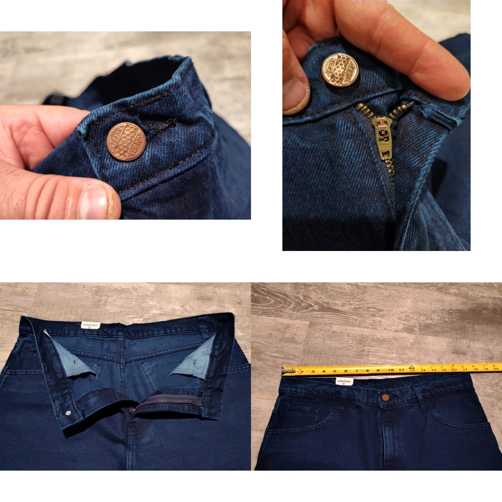 Denime VINTAGE Century Jeanswear Men's Denim Jeans 34x30 Straight Blue 90s Cowboy Casual Size US 34 / EU 50 - 8 Thumbnail
