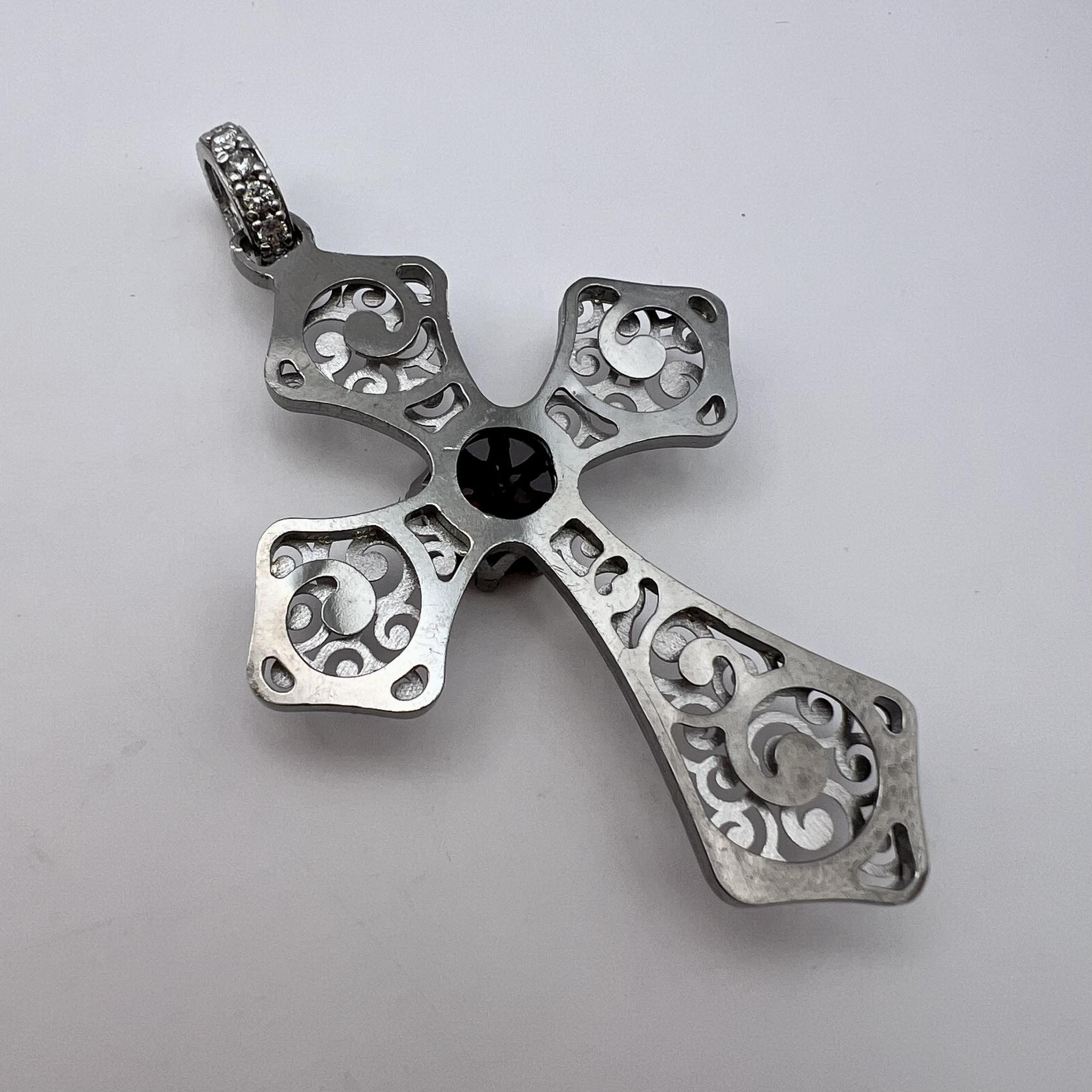 Sterling Silver × Vintage Vintage Sterling Silver 925 Cross Pendant Crystals Italy 9g Size ONE SIZE - 7 Thumbnail