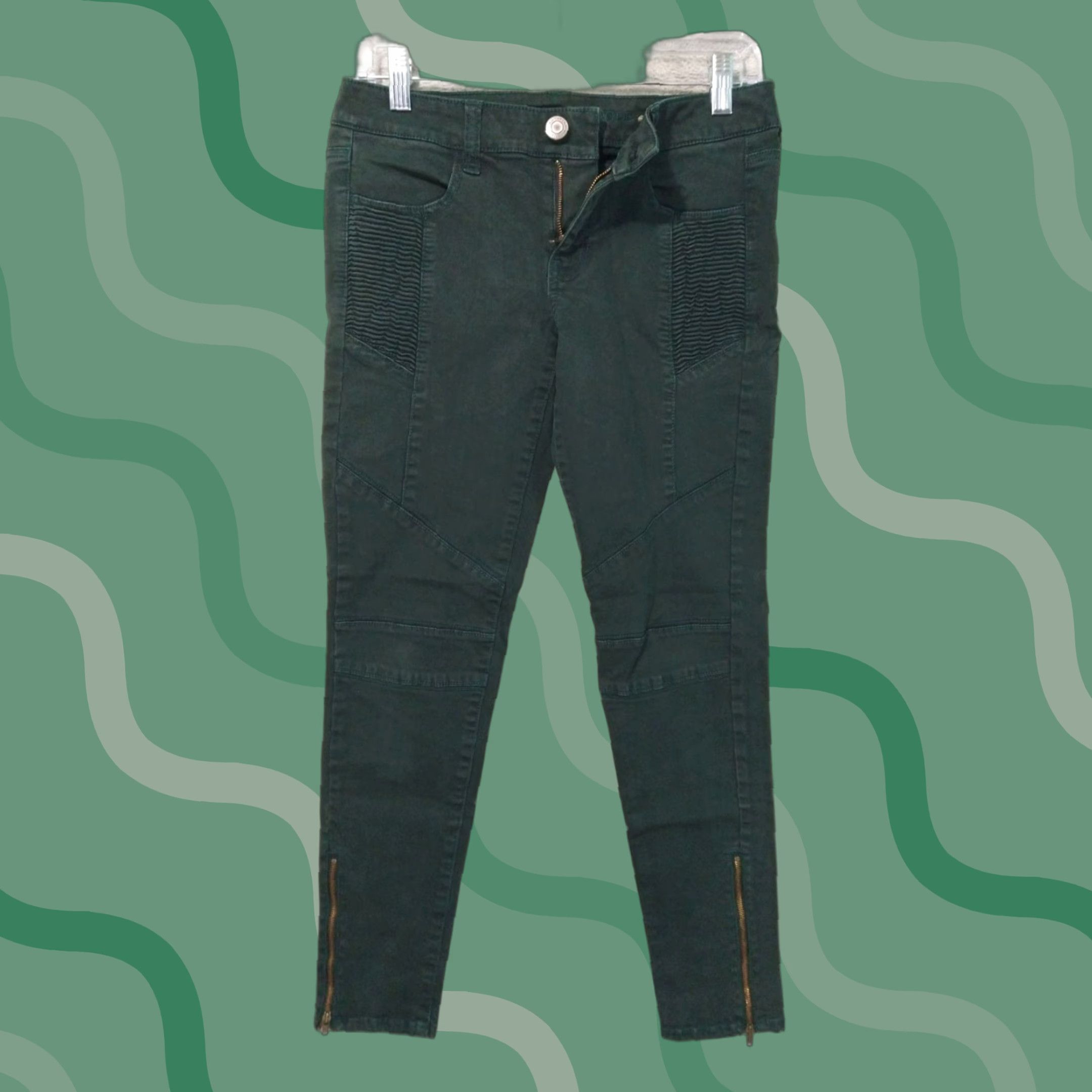 American Eagle Outfitters American Eagle Jeans Womens 4 Green Denim Jegging Moto Super Stretch Ankle Size 27" / US 4 / IT 40 - 1 Thumbnail