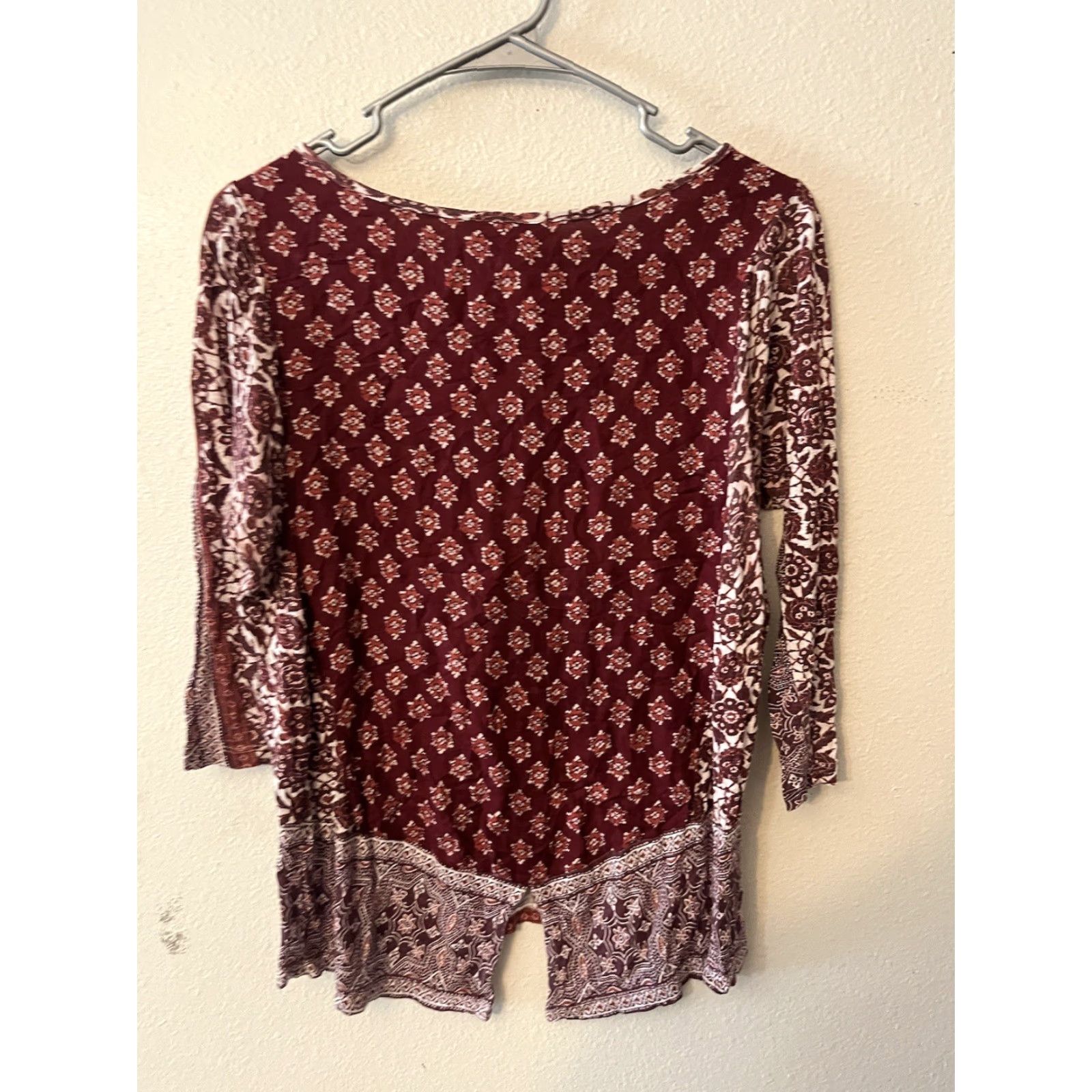 Lucky Brand Lucky Brand Top Small 3/4 Slv Pullover Pink Floral Boho Hippy Live In Love Size S / US 4 / IT 40 - 3 Thumbnail