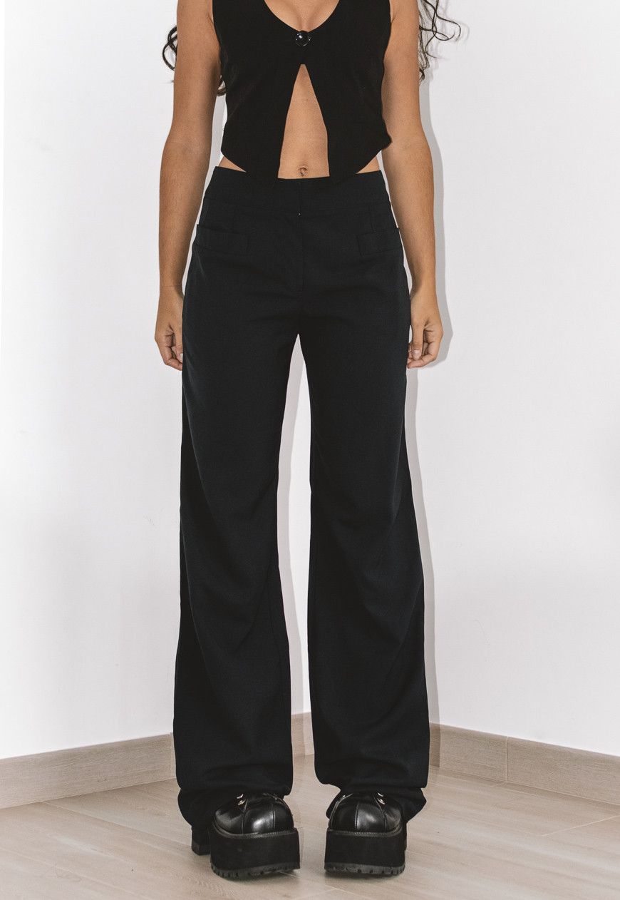 Chanel × Designer × Vintage Vintage Chanel Wide Leg elegant Navy Blue Wool Pants Size 28" / US 6 / IT 42 - 1 Thumbnail