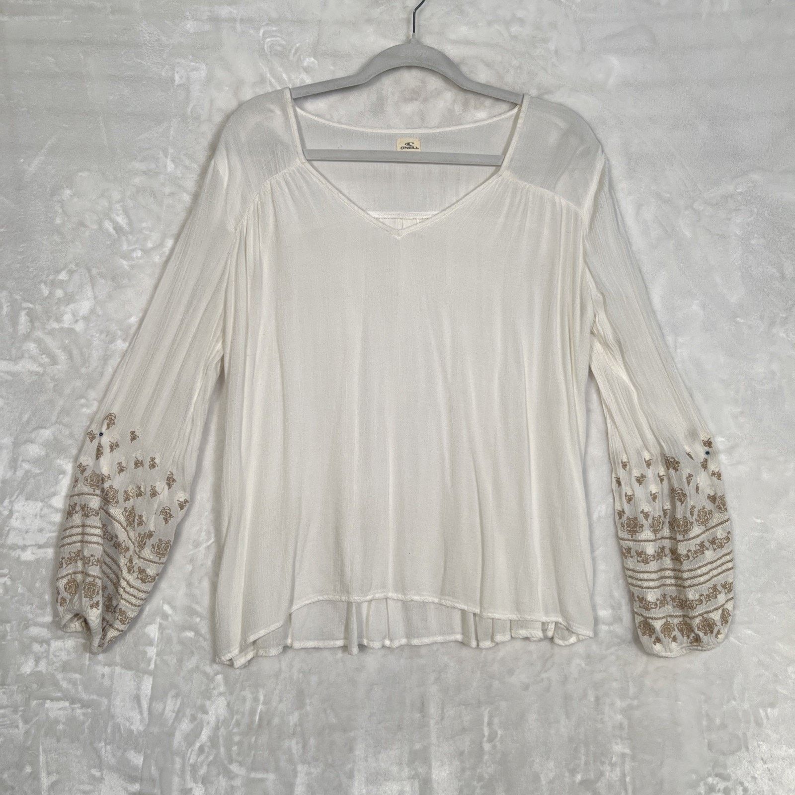 O'Neill Oneill Women’s Boho Peasant Top White Shirt SIZE Sm Brown Size S / US 4 / IT 40 - 1 Thumbnail