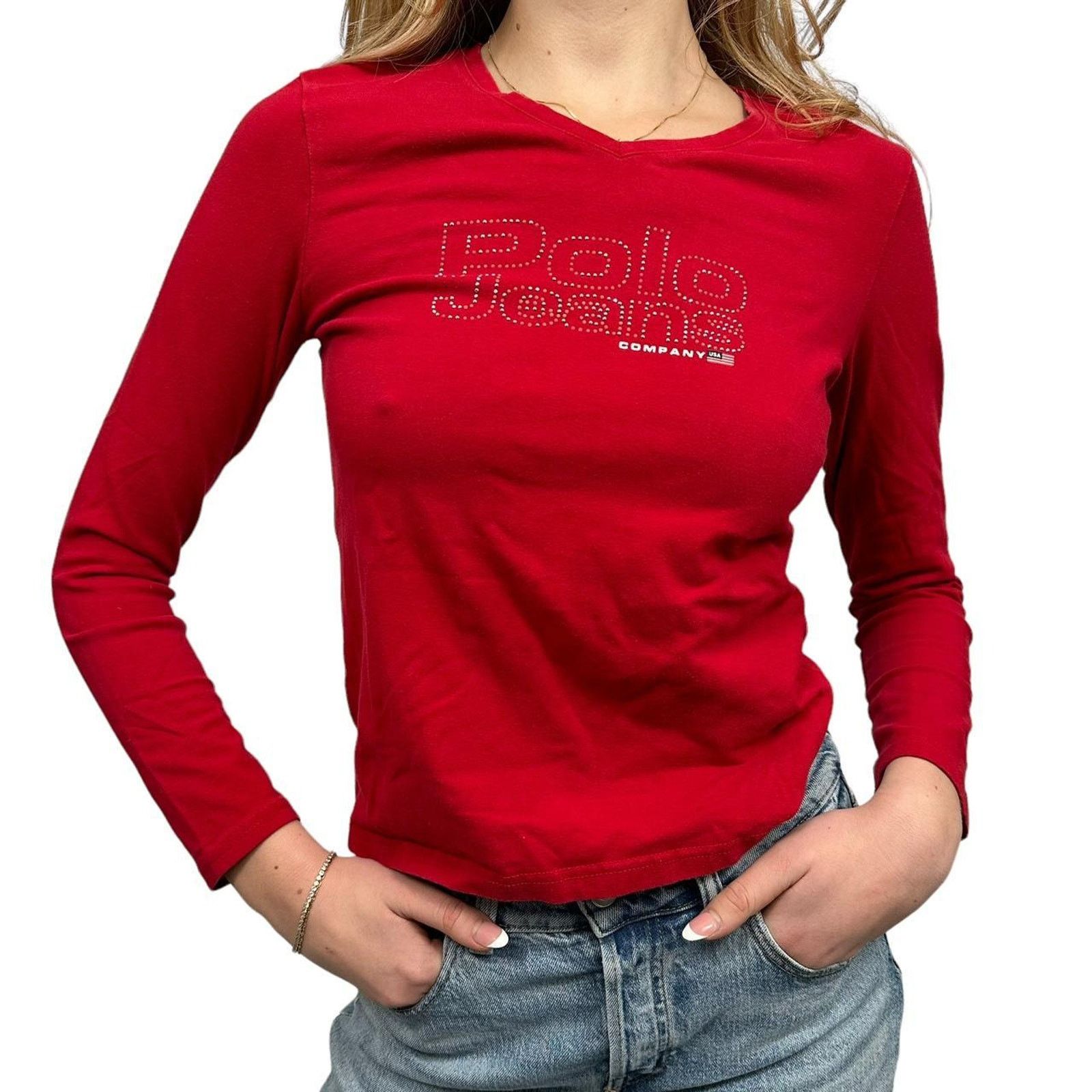 Polo Ralph Lauren Vintage womens polo rhinestone long sleeve Size M / US 6-8 / IT 42-44 - 1 Thumbnail
