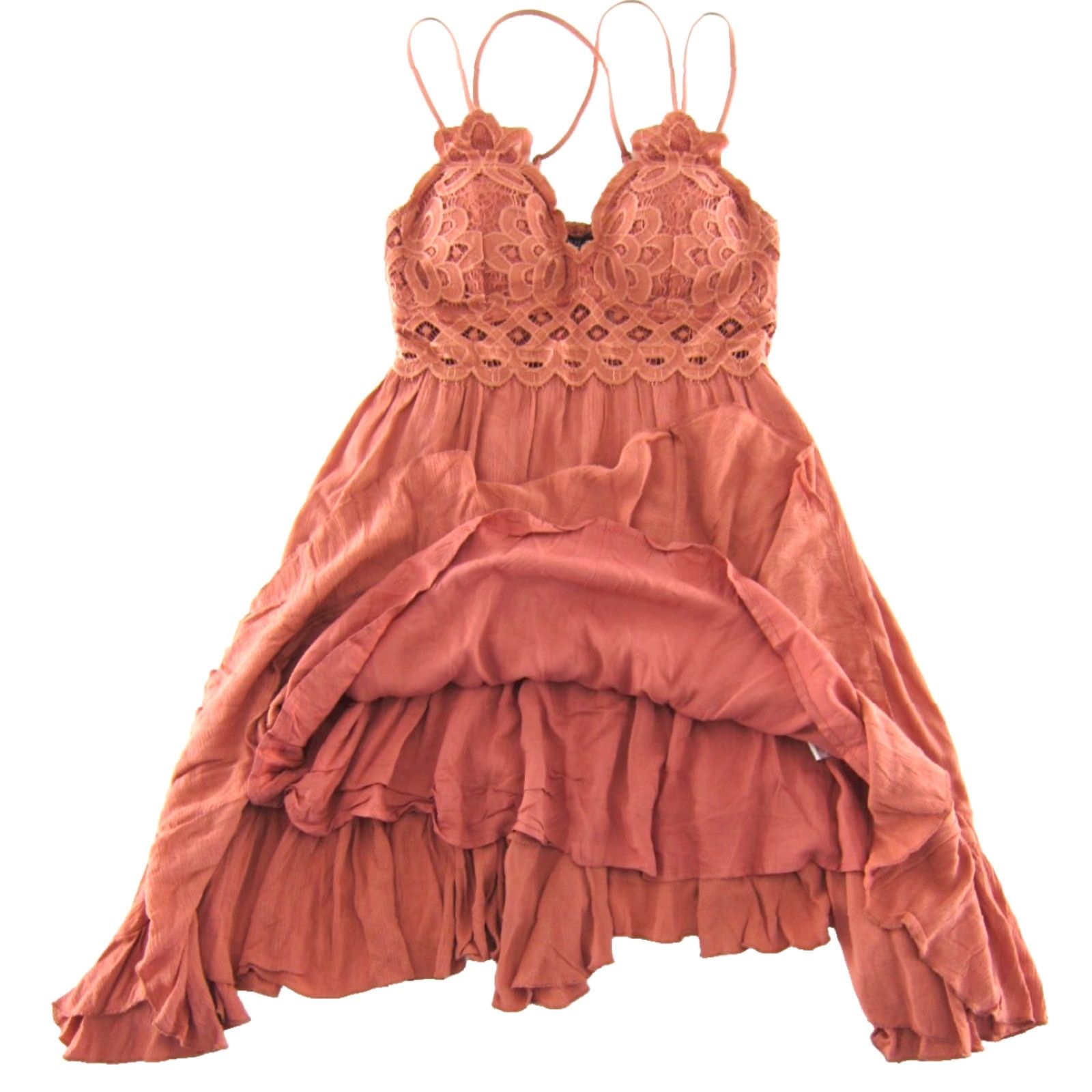 Vintage Wishlist Coral Pink Deep V Embroidered Rayon Slip Sun Dress Medium Womens Size M / US 6-8 / IT 42-44 - 5 Thumbnail