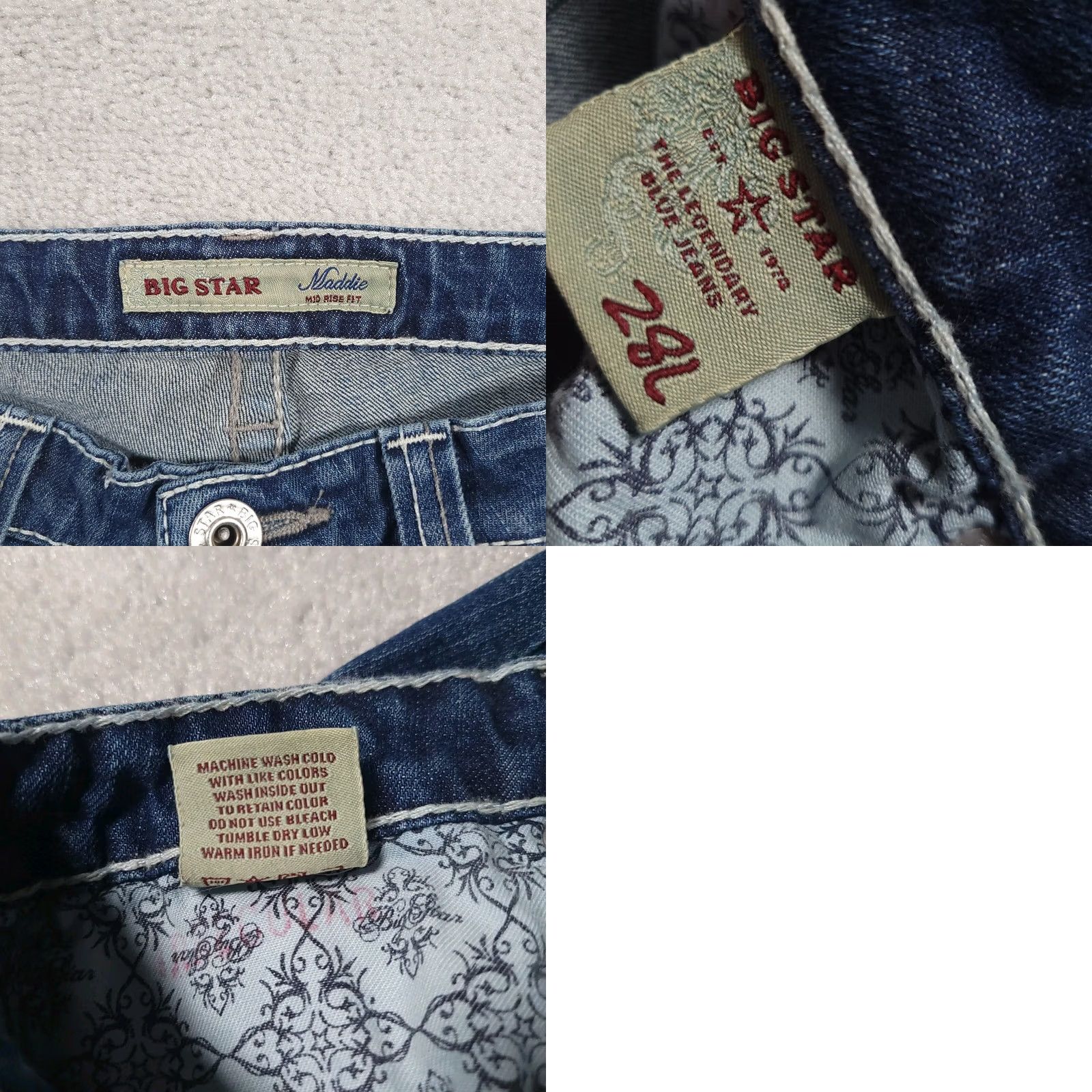 Denime BIG STAR Jeans Women's 28L Maddie Mid Rise Distressed Stretch Denim Cowgirl Jeans Size 28" / US 6 / IT 42 - 10 Thumbnail
