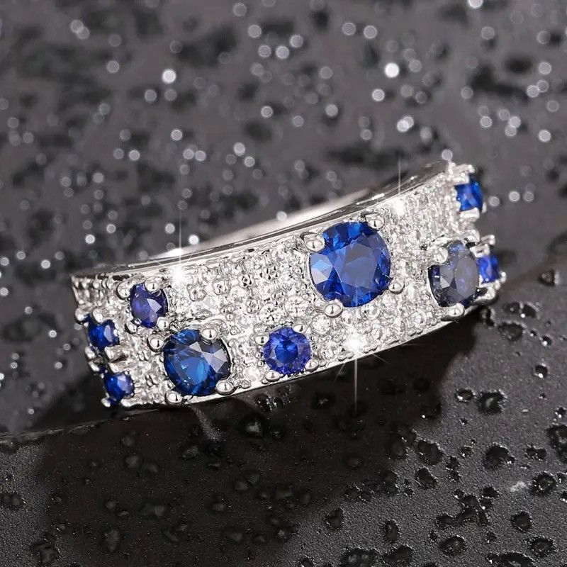 Jewelry × Vintage Huitan Dazzling Blue/White CZ New Ring Size ONE SIZE - 5 Thumbnail