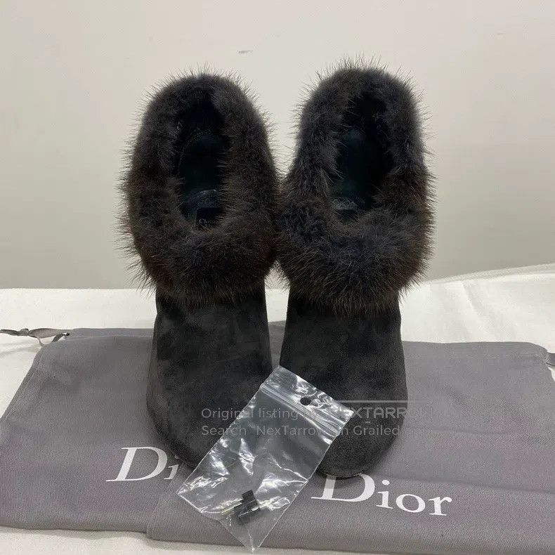 Dior Dior Suede with mink women's high-heeled boots Size US 7 / IT 37 - 1 Thumbnail