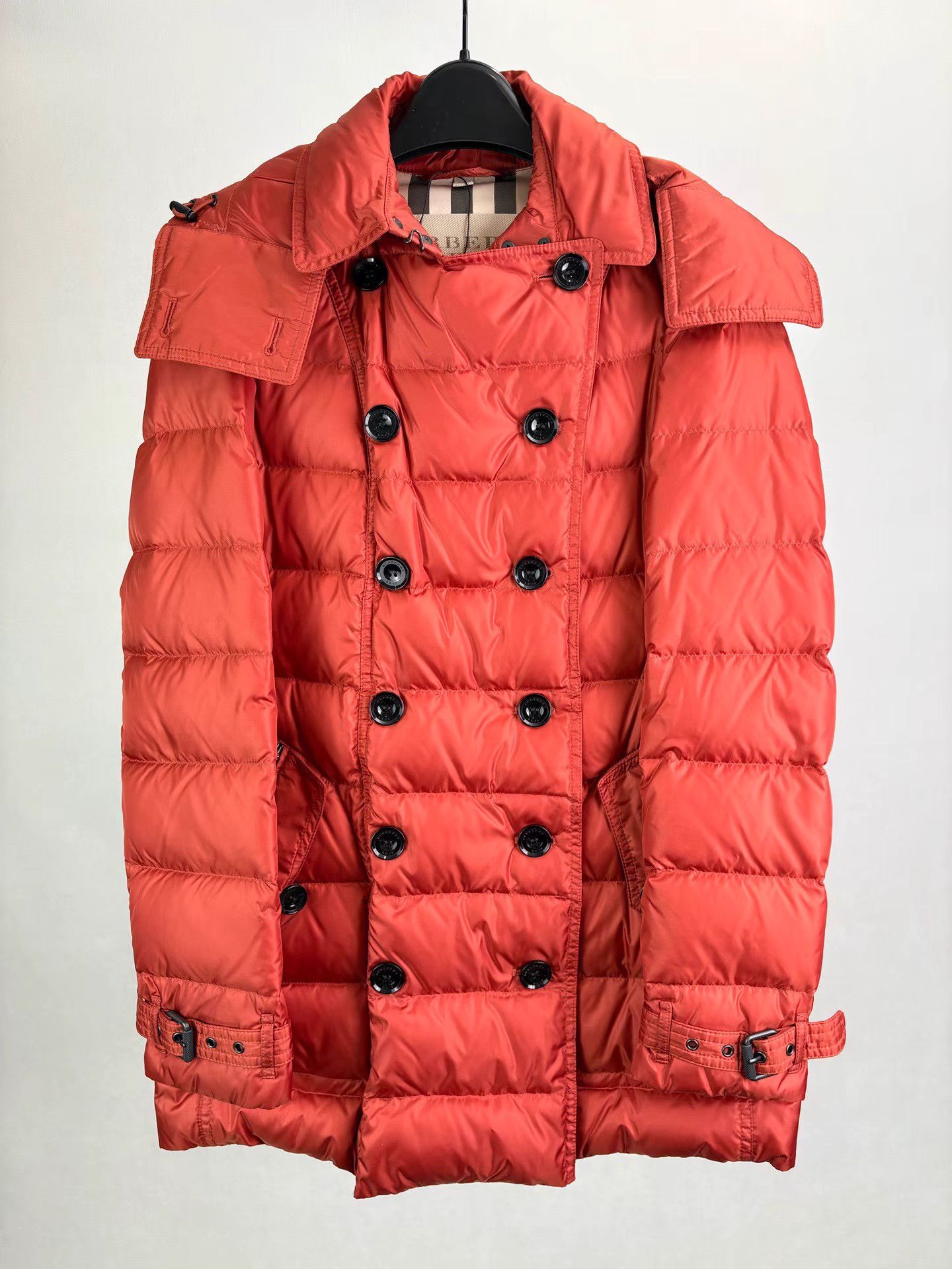 Burberry BURBERRY Orange Red Mid-Length Down Jacket Size S / US 4 / IT 40 - 1 Thumbnail