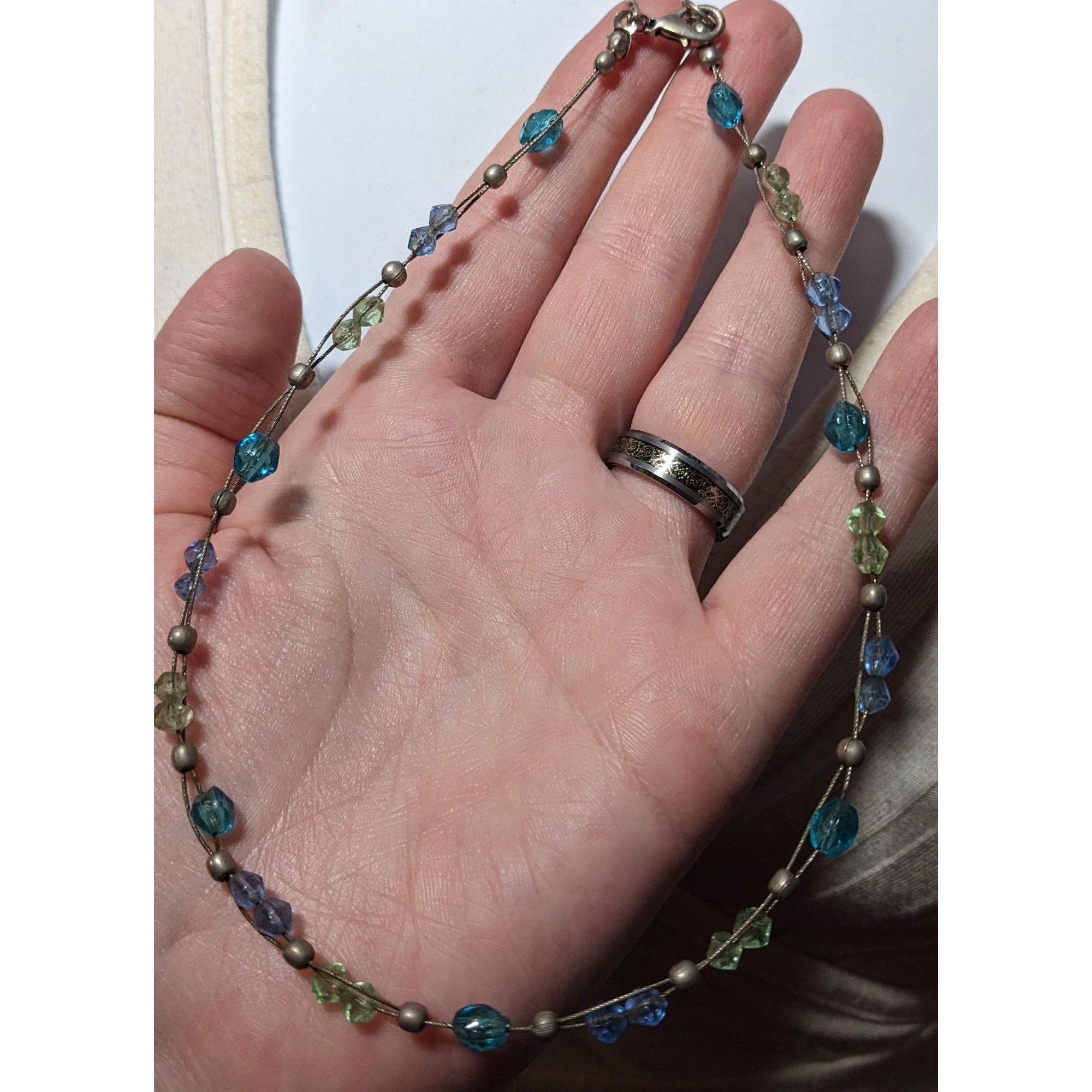 Express Express Blue And Silver Tone Beaded Casual Necklace Size ONE SIZE - 7 Thumbnail