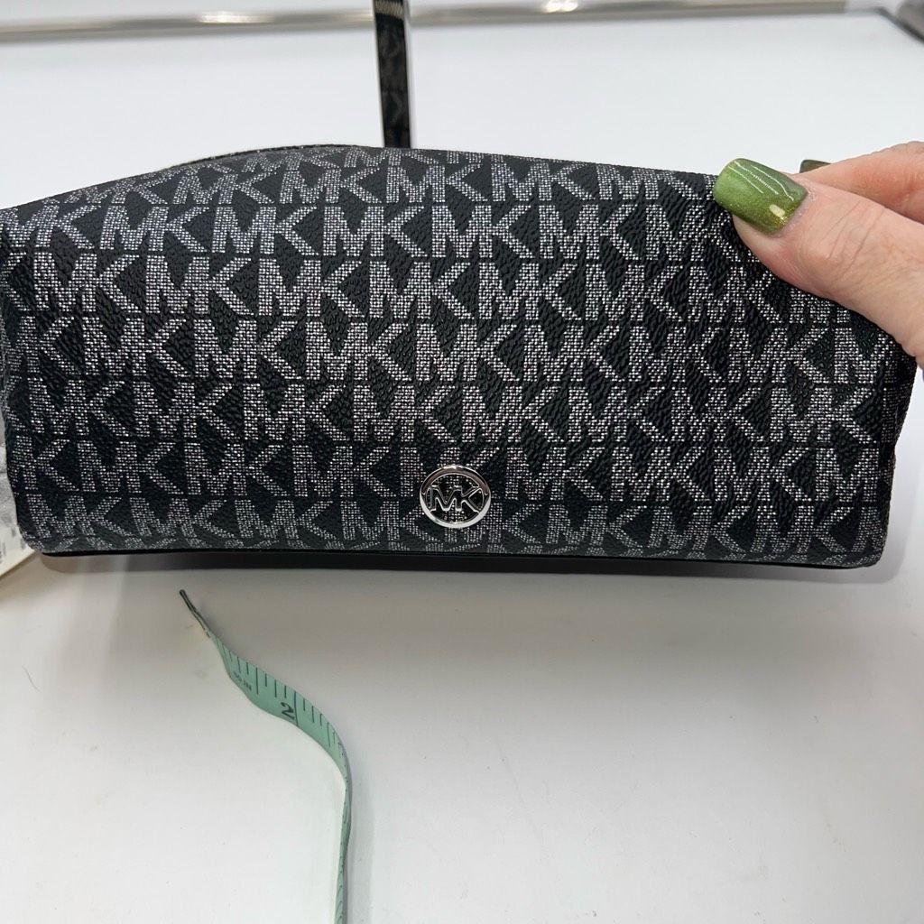 Michael Kors Michael Kors Black and Silver MD Travel Case with Snakeskin Embossed Leather on bottom and Handle Size ONE SIZE - 10 Thumbnail