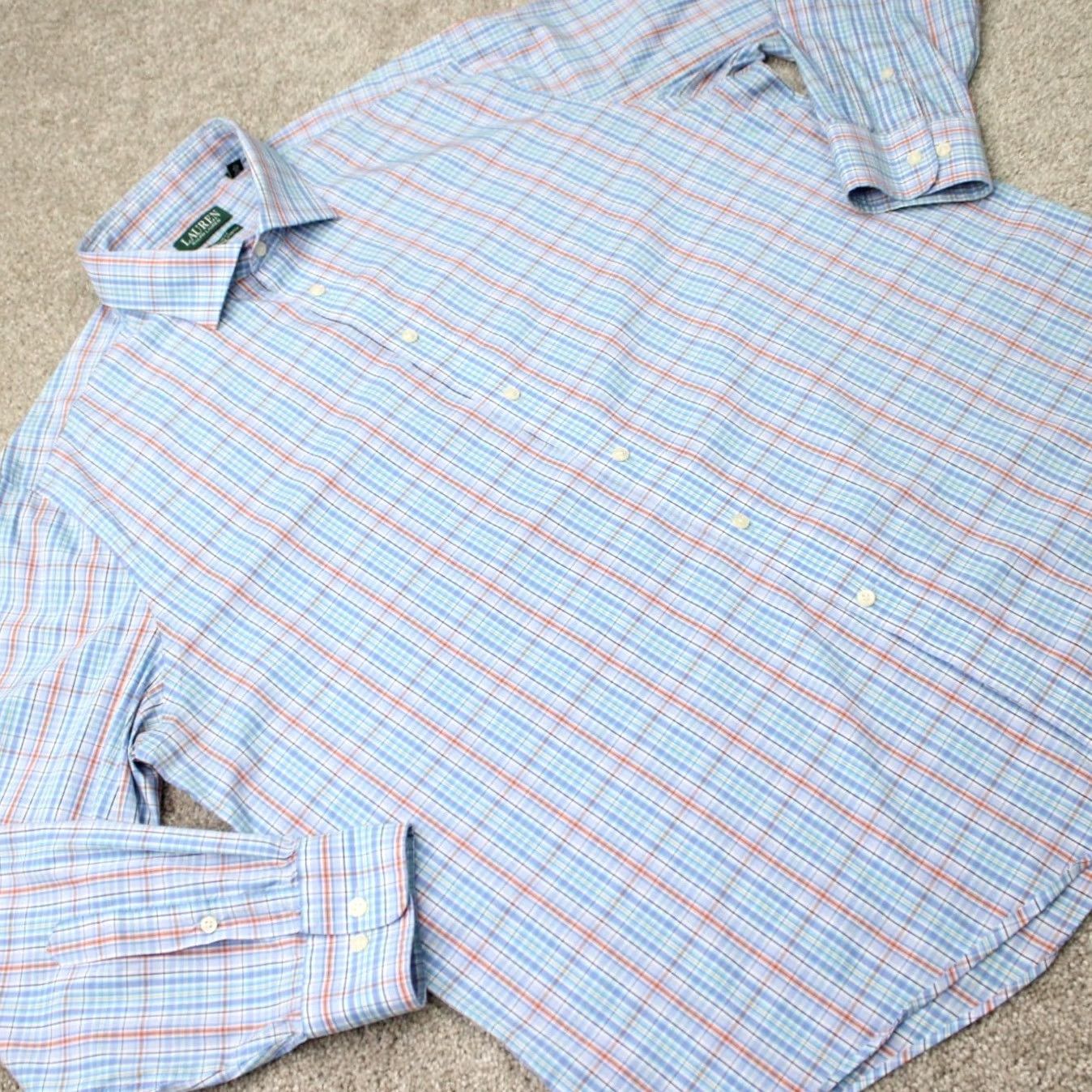 Ralph Lauren LAUREN Ralph Lauren Shirt Men 18, 34/35 Blue Regular Fit Performance Stretch L/S Shirt Mens 18 Blue 70% Cotton 26% Nylon 4% Elastane Size US XXL / EU 58 / 5 - 7 Thumbnail