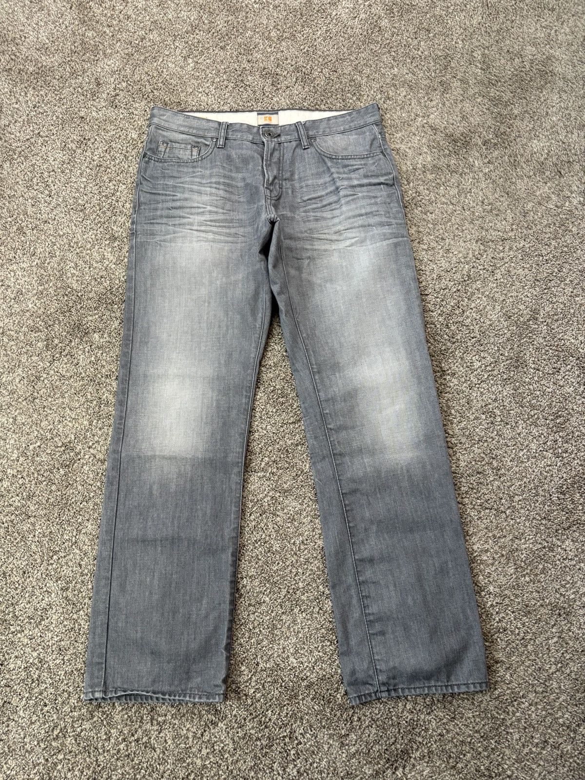 Hugo Boss Boss Orange Men Regular Fit Straight Leg Jeans Gray 36x32 Size US 36 / EU 52 - 6 Thumbnail