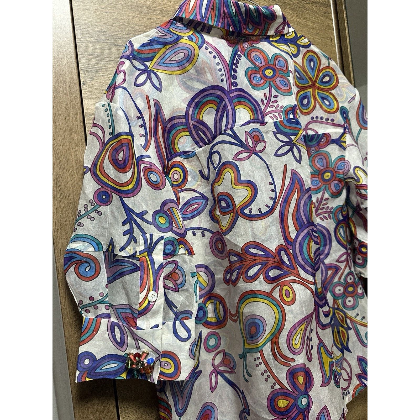 Louis Vuitton Louis Vuitton Abstract Floral Women’s Silk Shirt Brooches Size M / US 6-8 / IT 42-44 - 14 Thumbnail